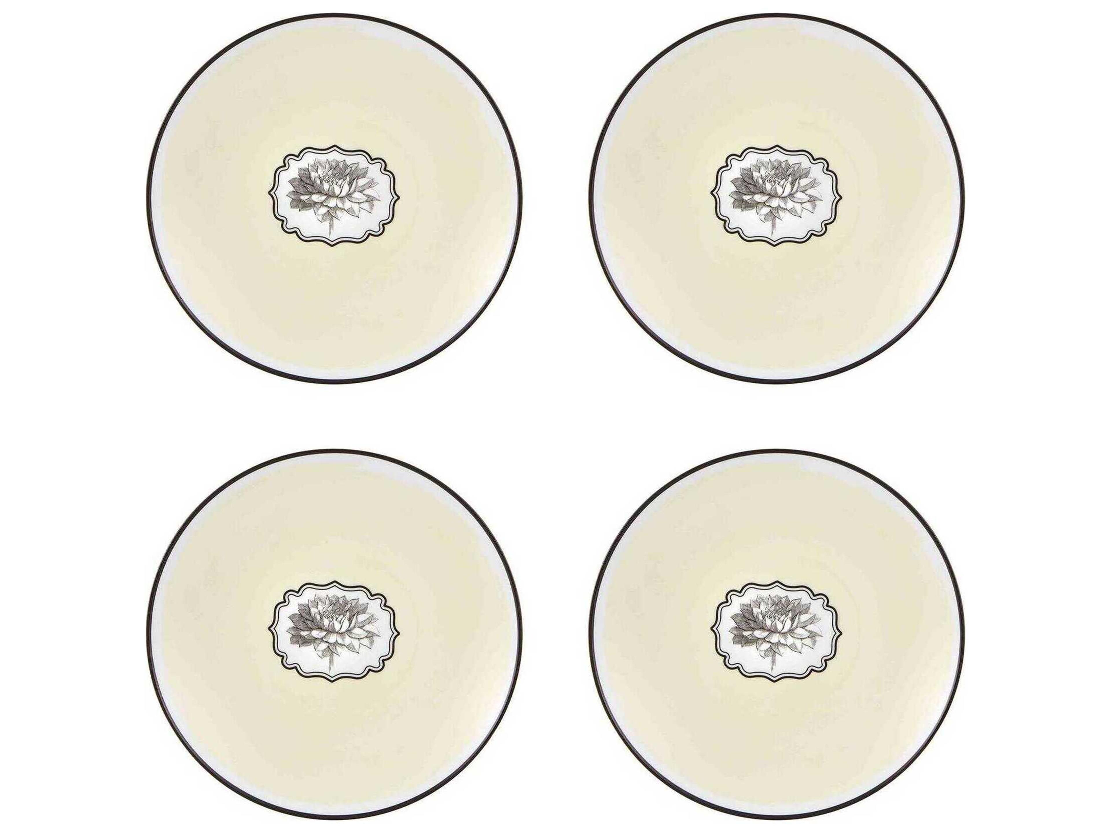 Lacroix Herbariae Yellow Dessert Plate Set of 4