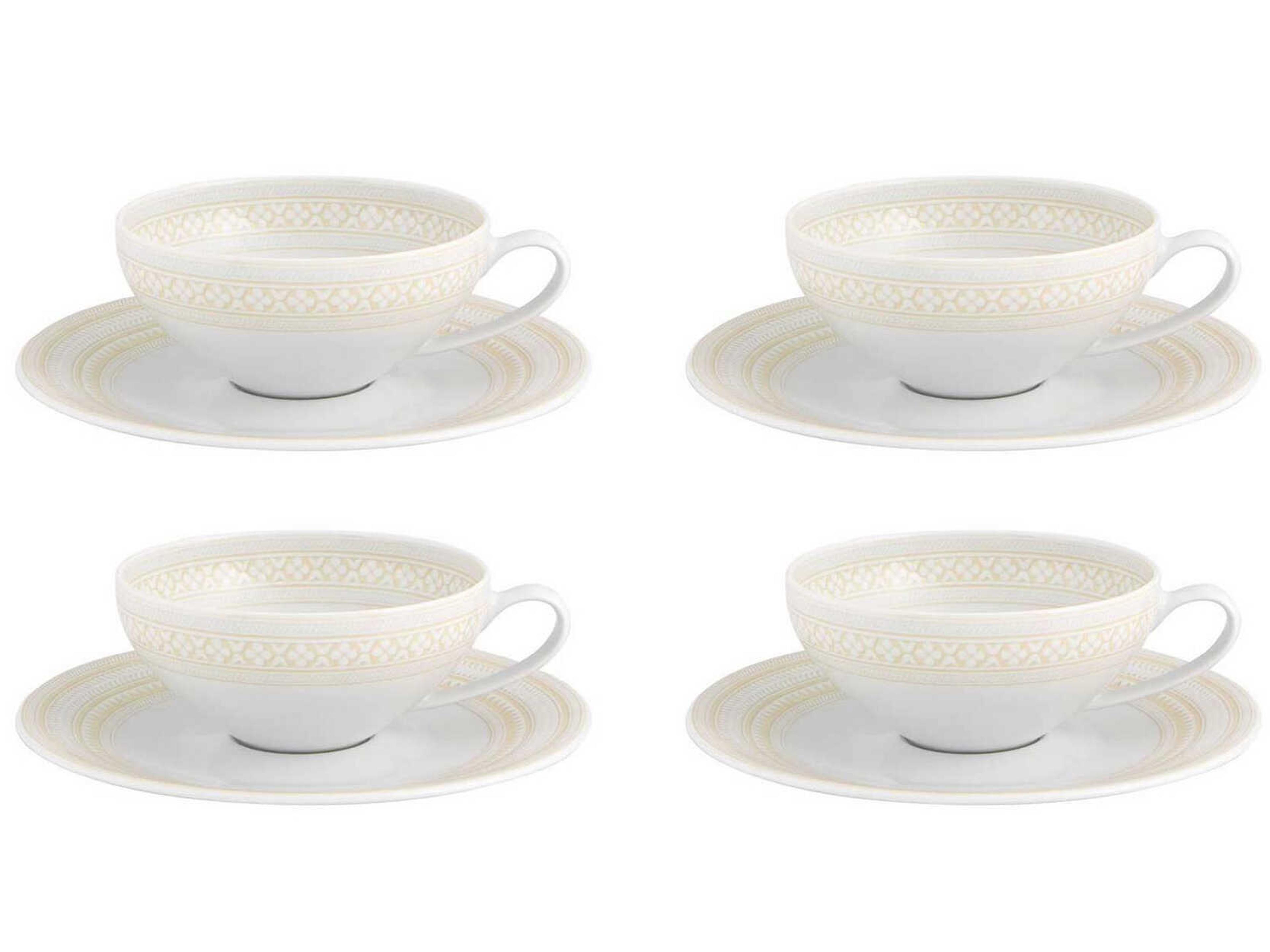 Ivory Tea Cup and Saucer Set of 4