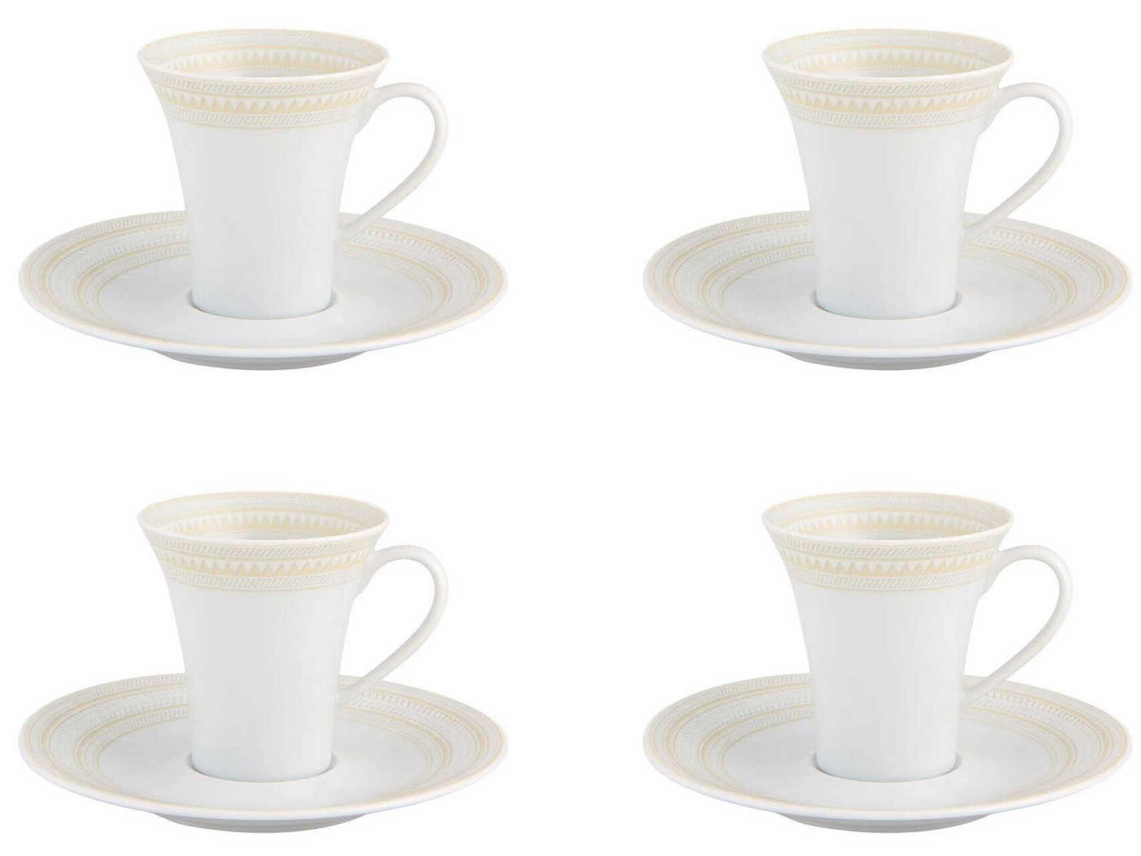 Ivory Coffee Cup and Saucer Set of 4