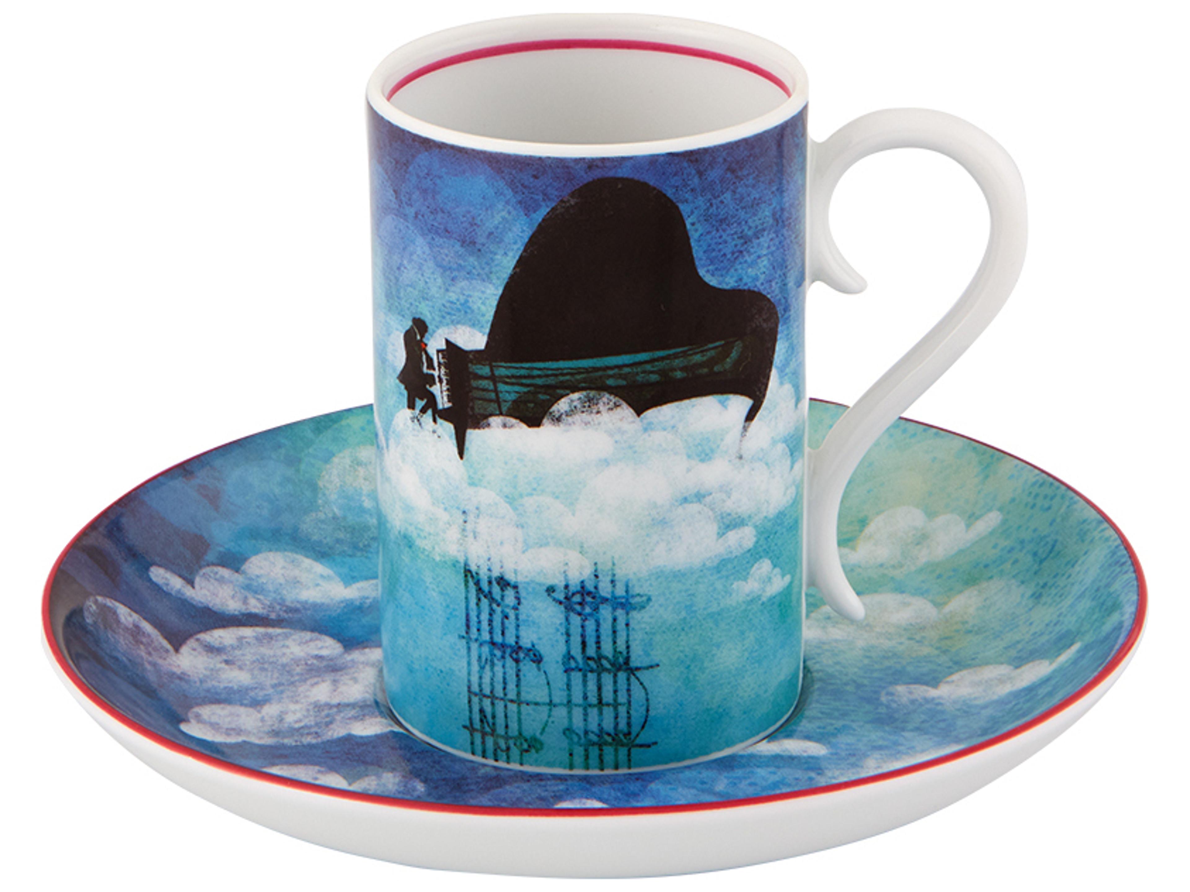 Vista Alegre Fur Beethoven Coffee Cups and Saucer Set of 4