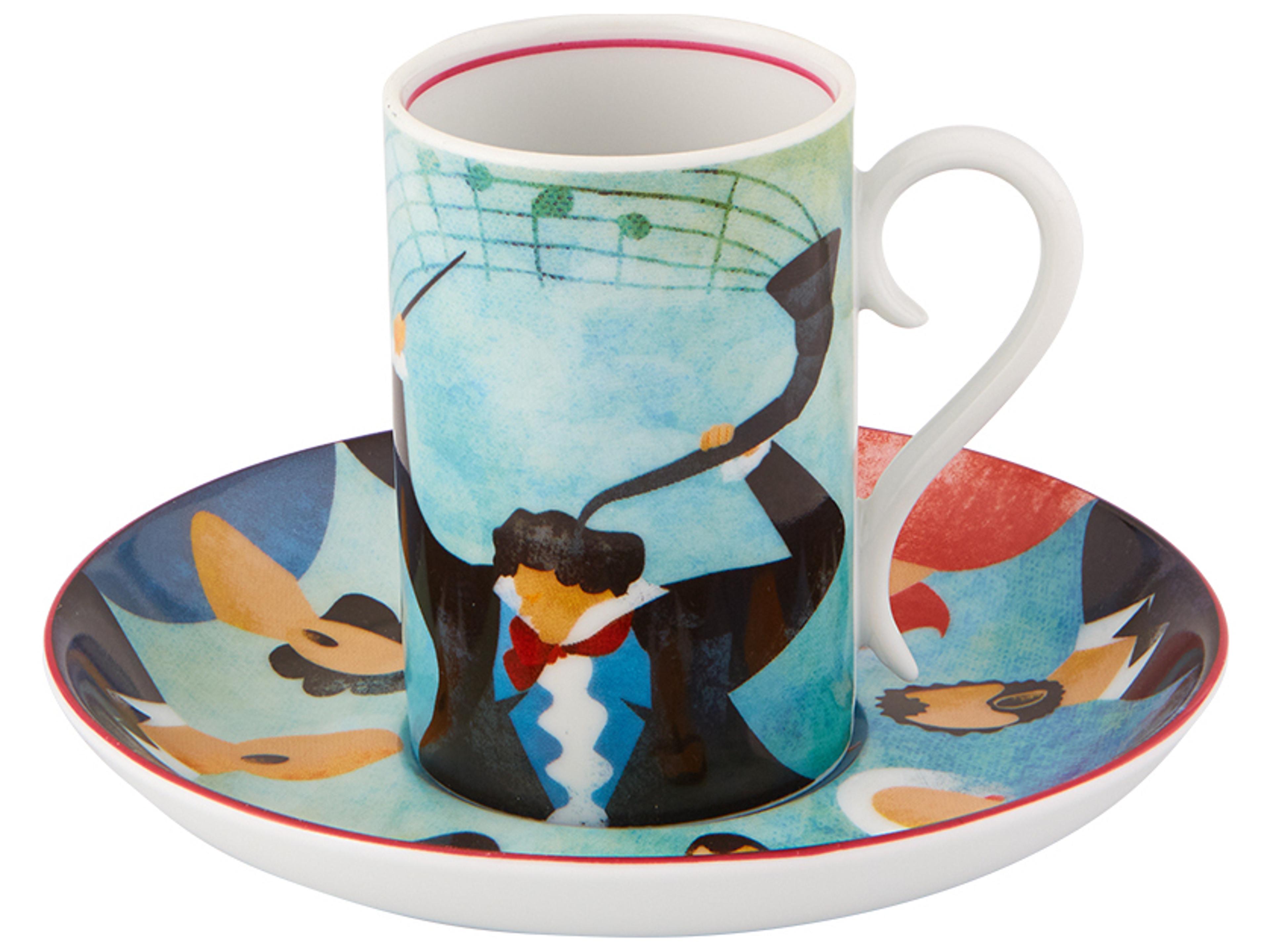 Vista Alegre Fur Beethoven Coffee Cups and Saucer Set of 4