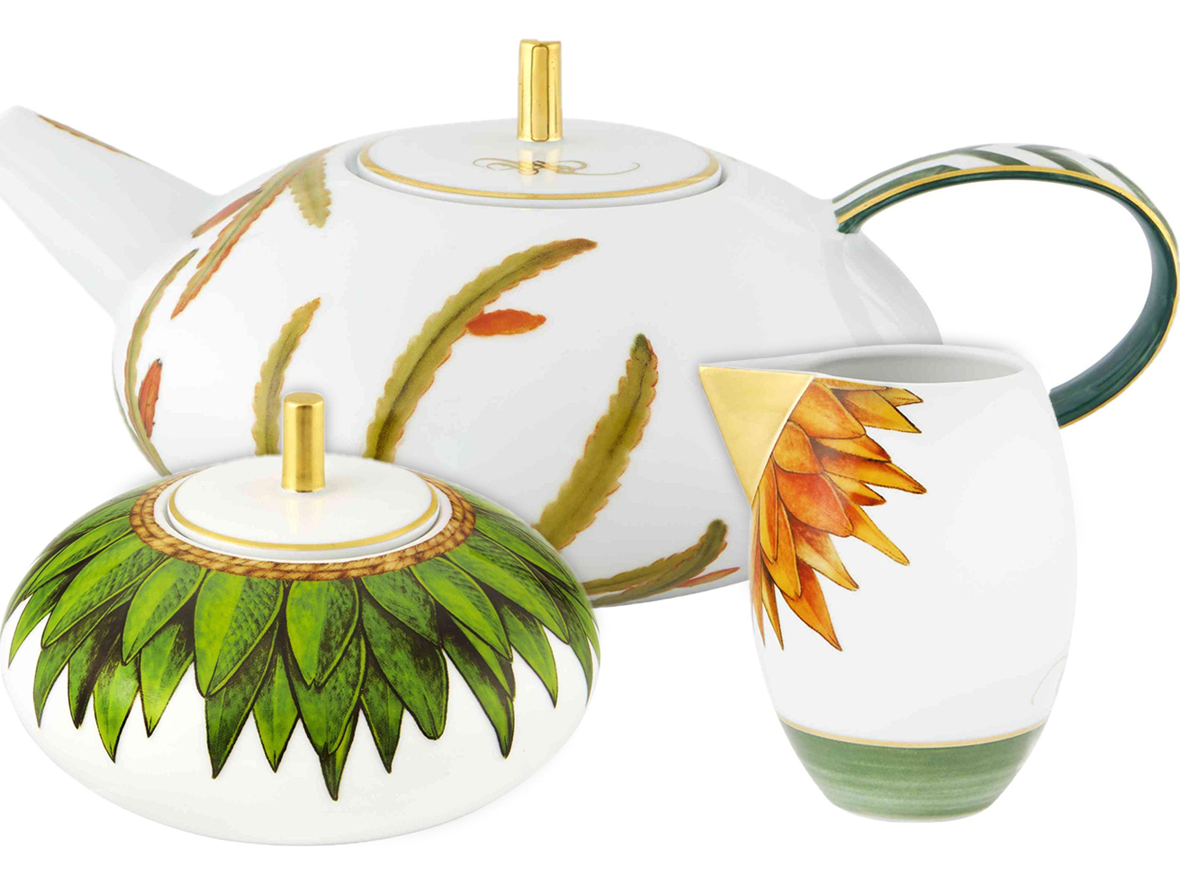 Amazonia Tea Pot, Creamer, and Sugar Box Set