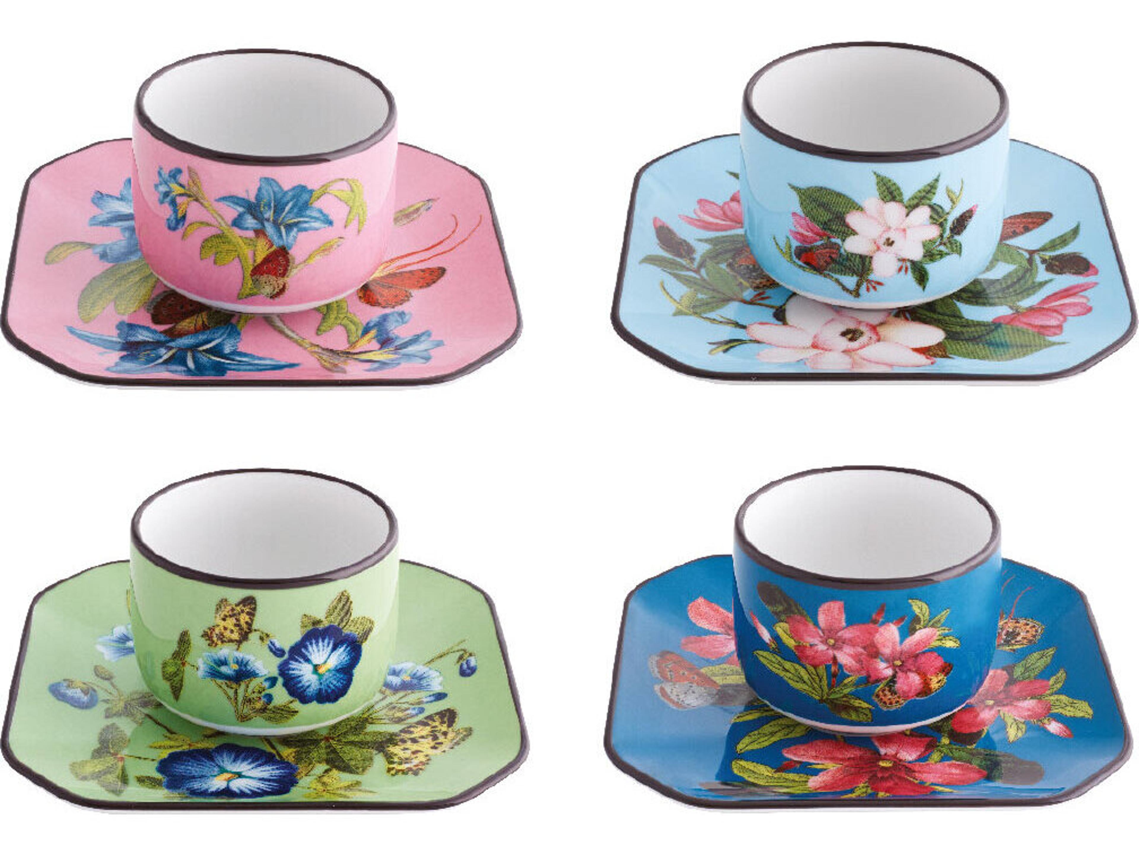 Lacroix Fete Vos Jeux Coffee Cups and Saucers Set of 4