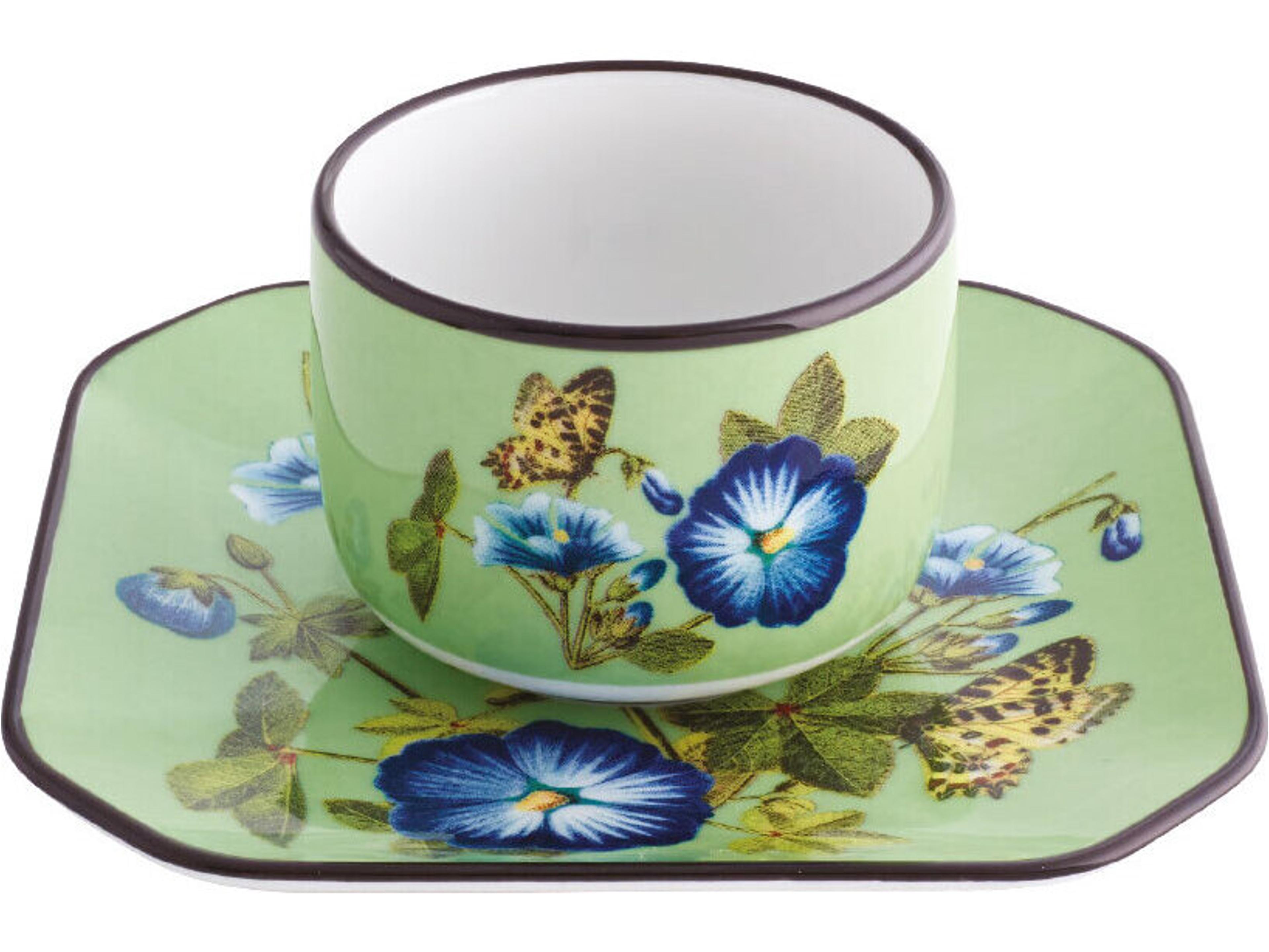Vista Alegre Lacroix Fete Vos Jeux Coffee Cups and Saucers Set of 4