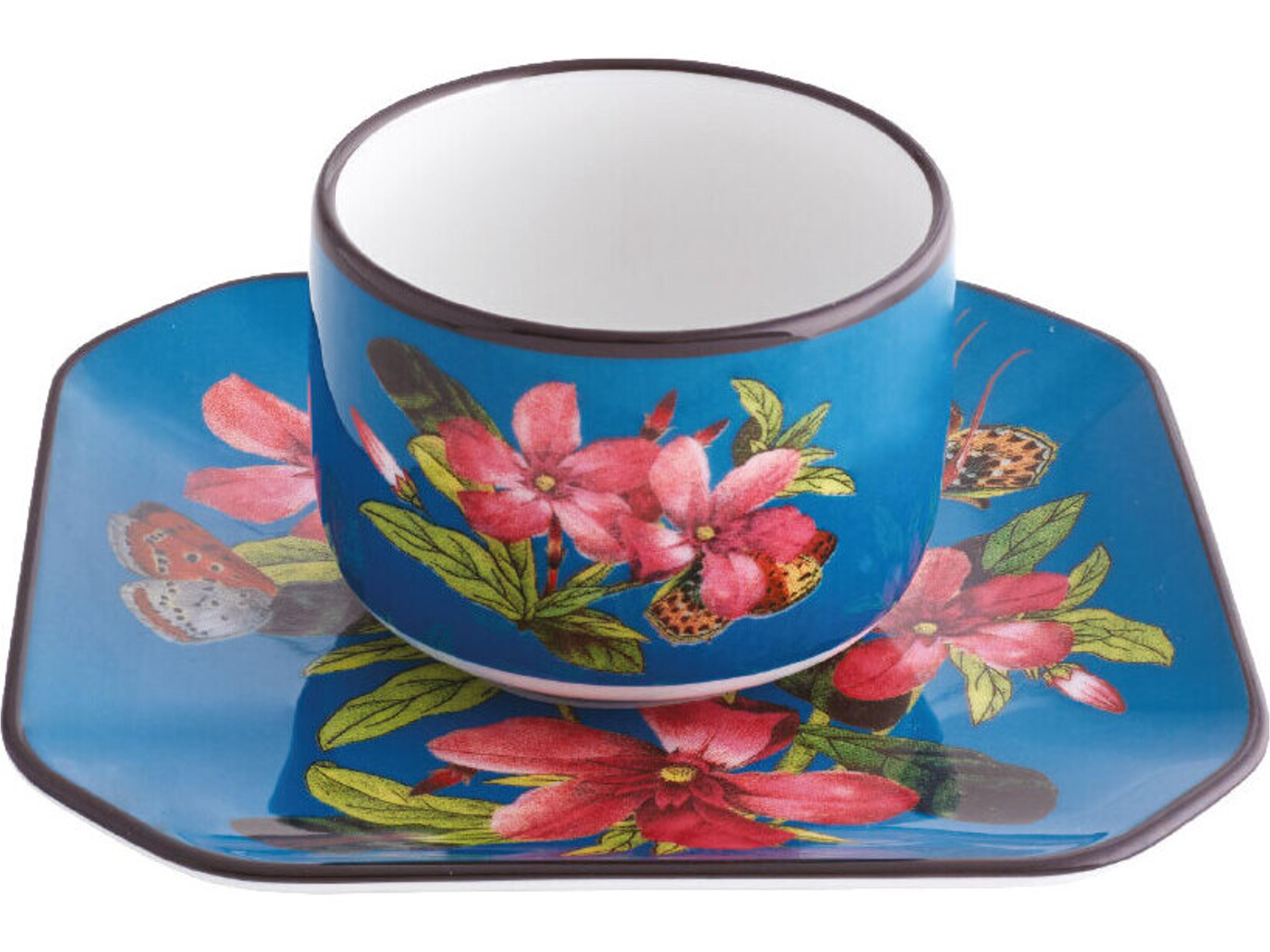 Vista Alegre Lacroix Fete Vos Jeux Coffee Cups and Saucers Set of 4