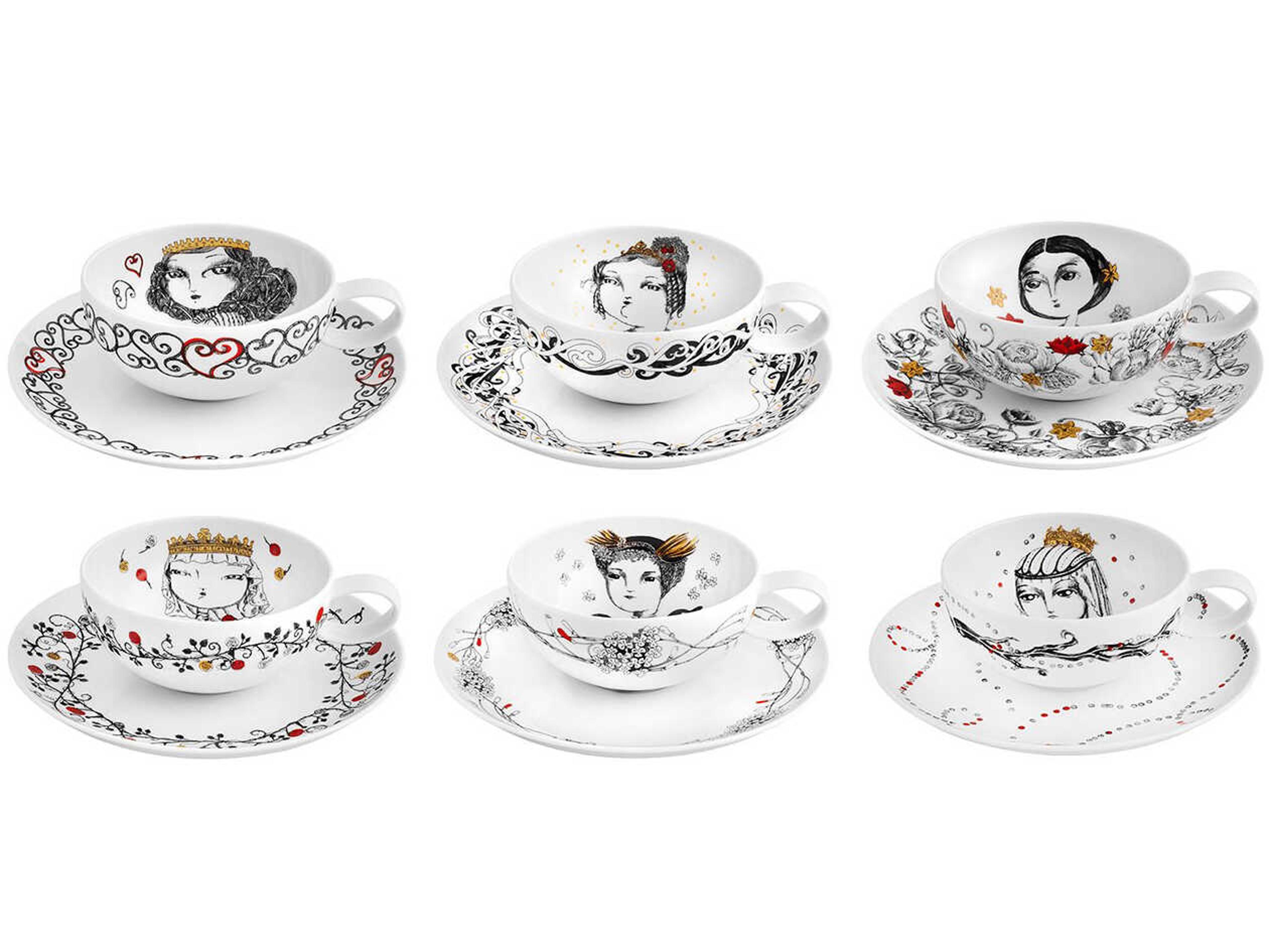 Rainhas De Portugal Tea Cup and Saucers Set of 6