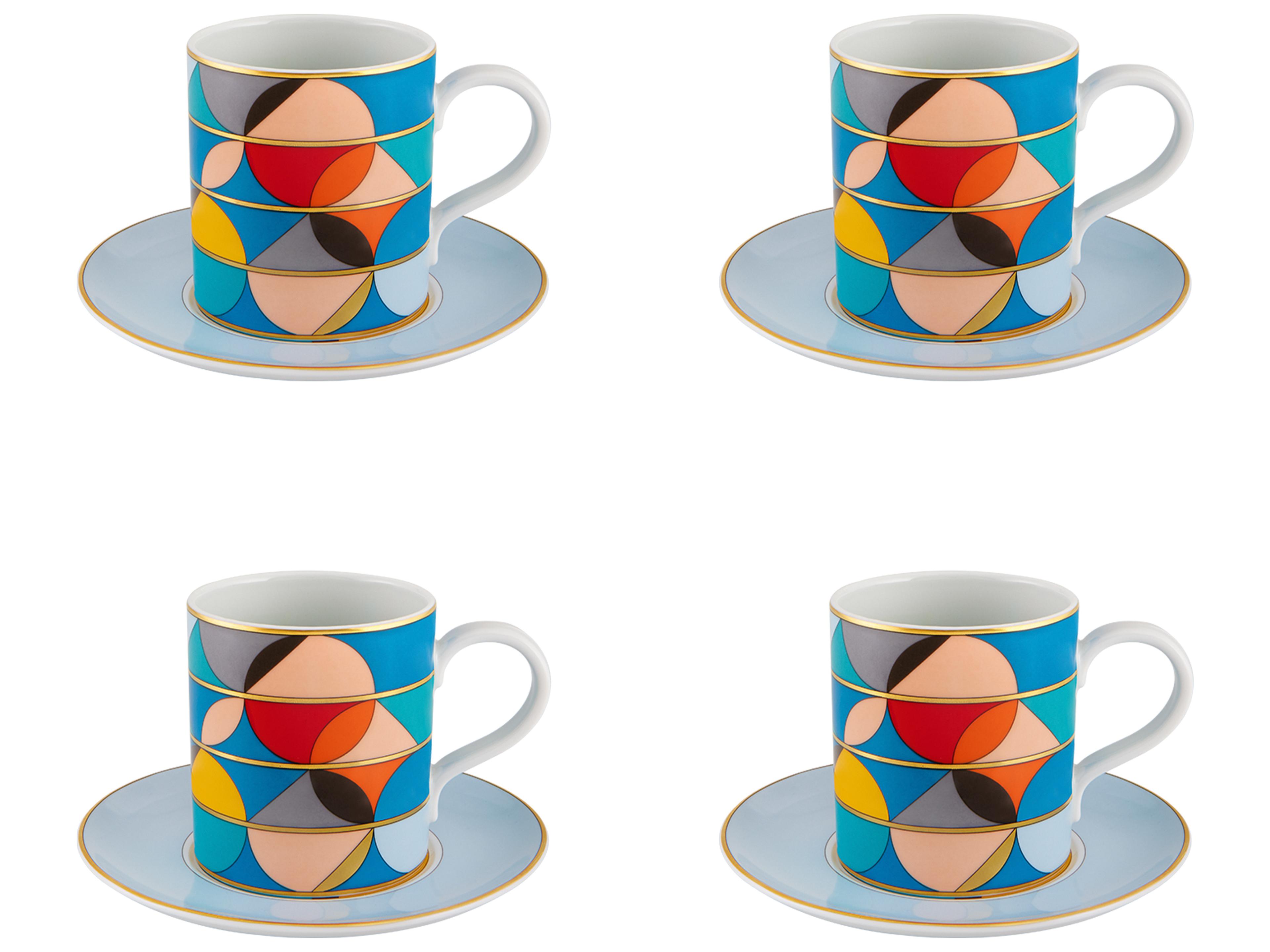Futurismo Tea Cup and Saucer Set of 4