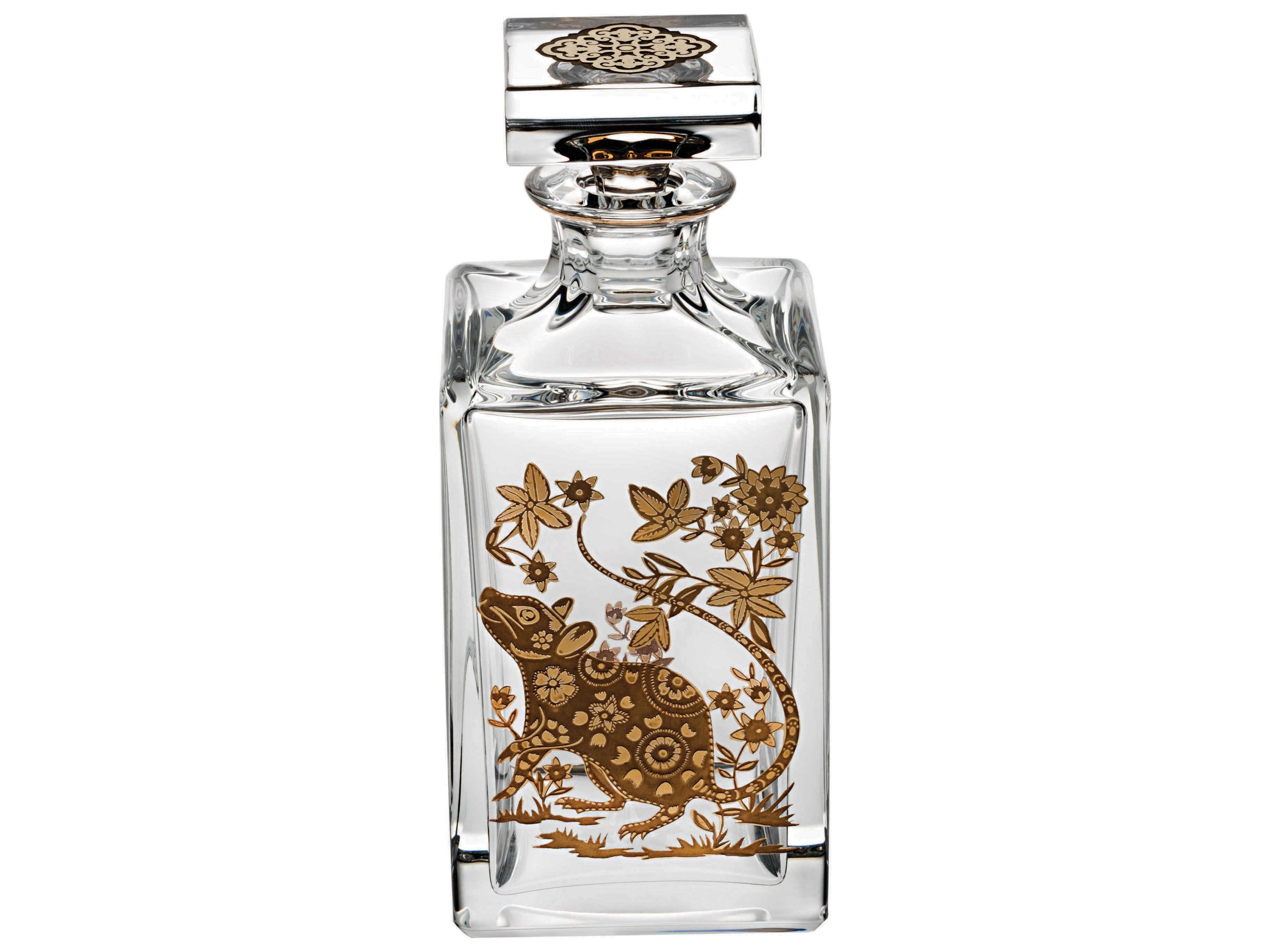 Golden Whisky Decanter with Gold Rat