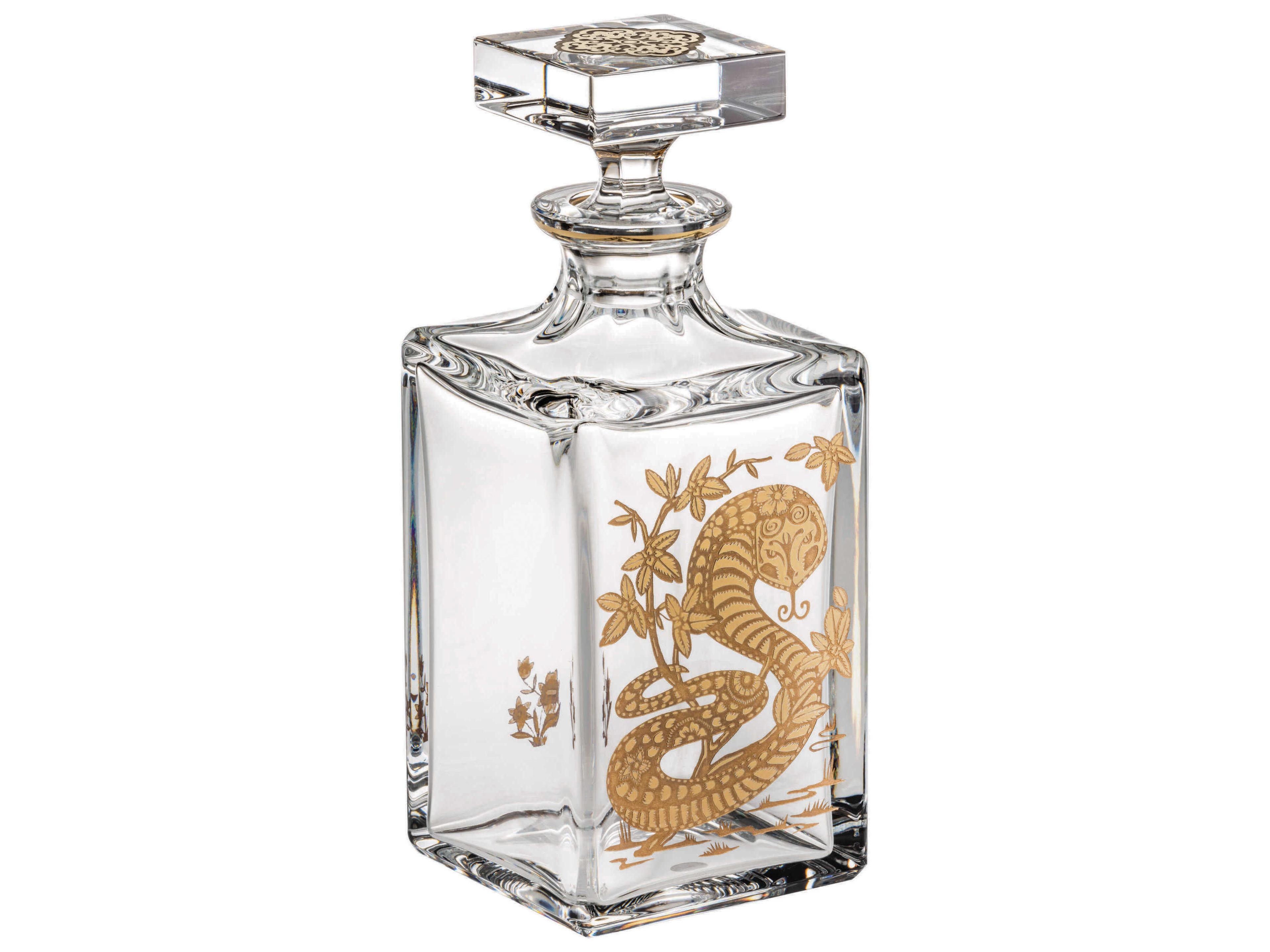 Golden Whisky Decanter with Gold Snake
