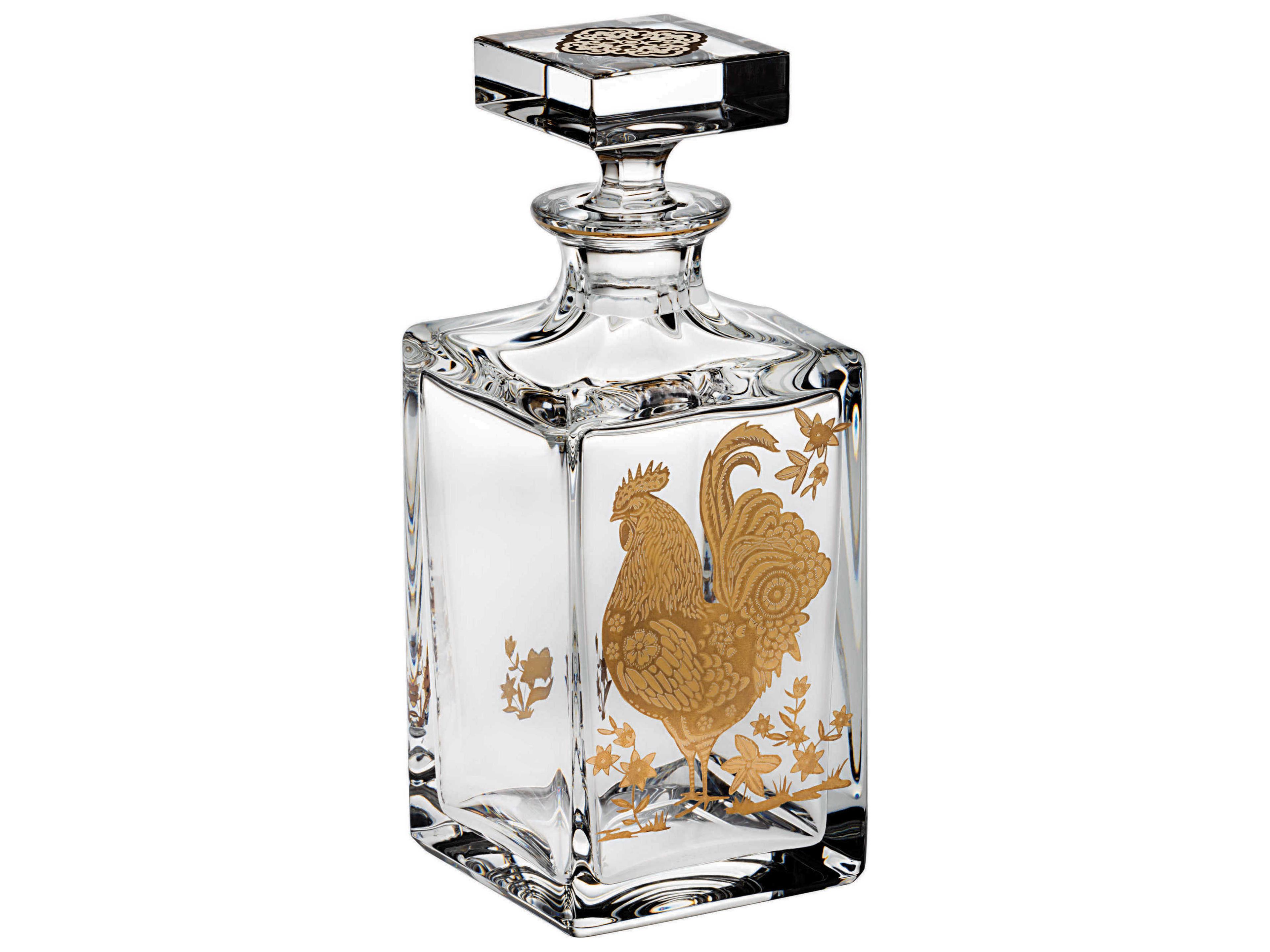 Golden Whisky Decanter with Gold Rooster
