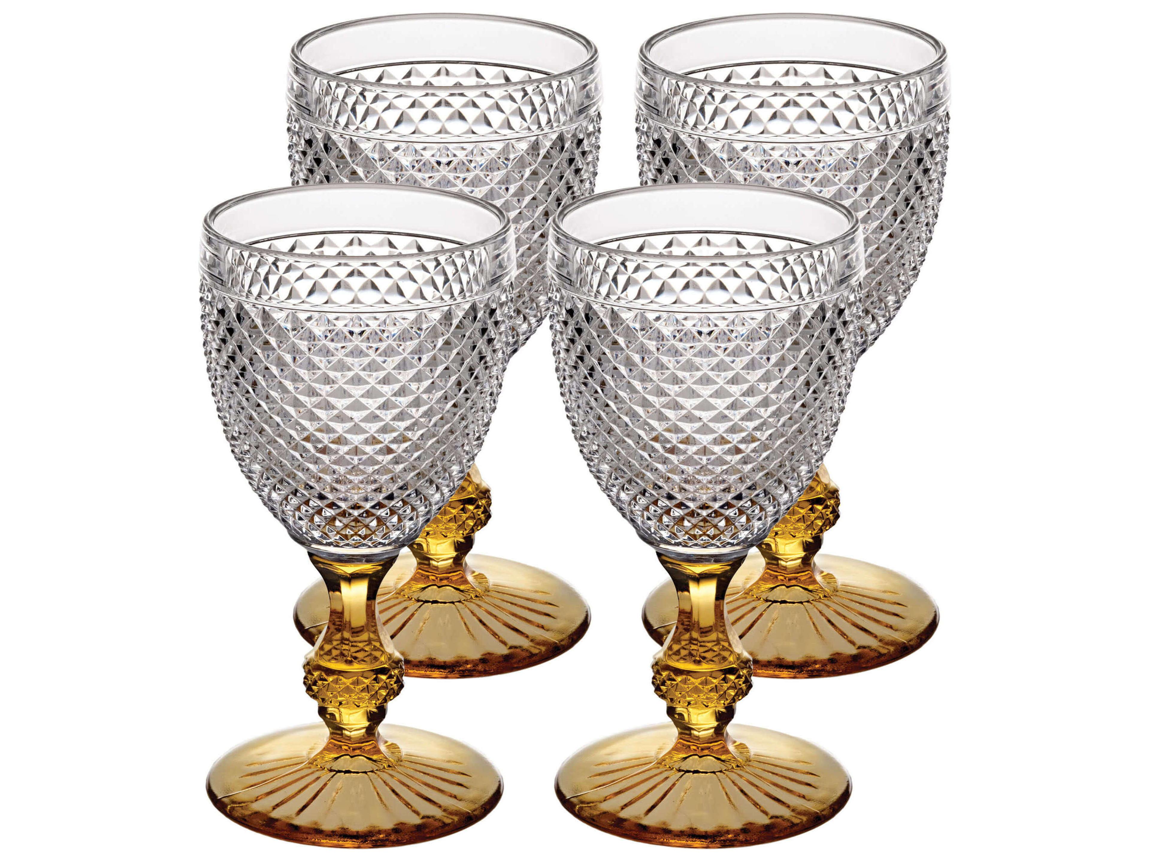 Bicos Bicolor Amber Stem Goblet Set of 4