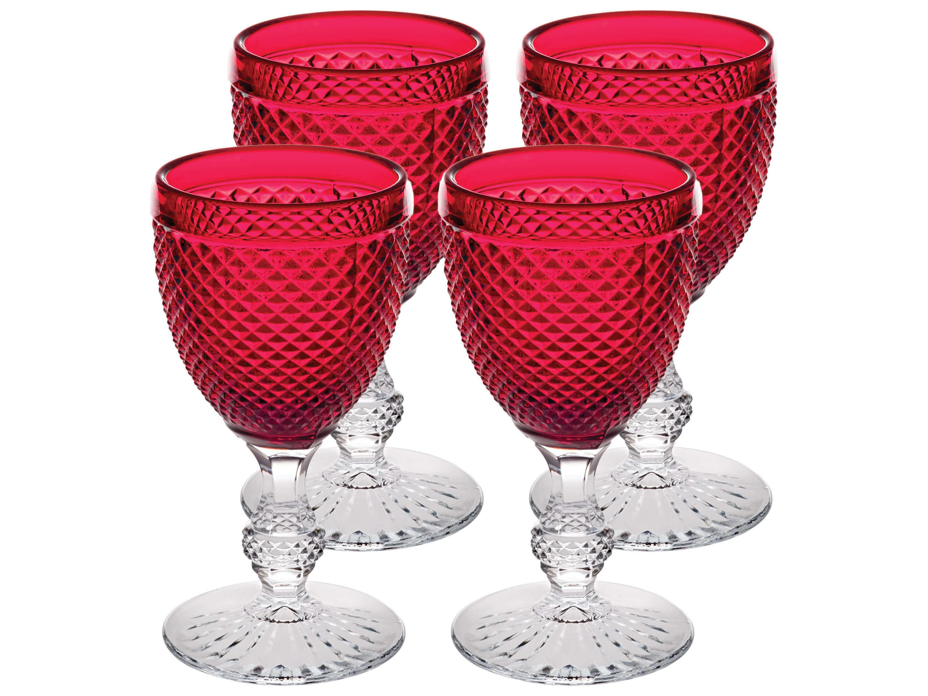 Bicos Bicolor Red Top Stem Goblet Set of 4
