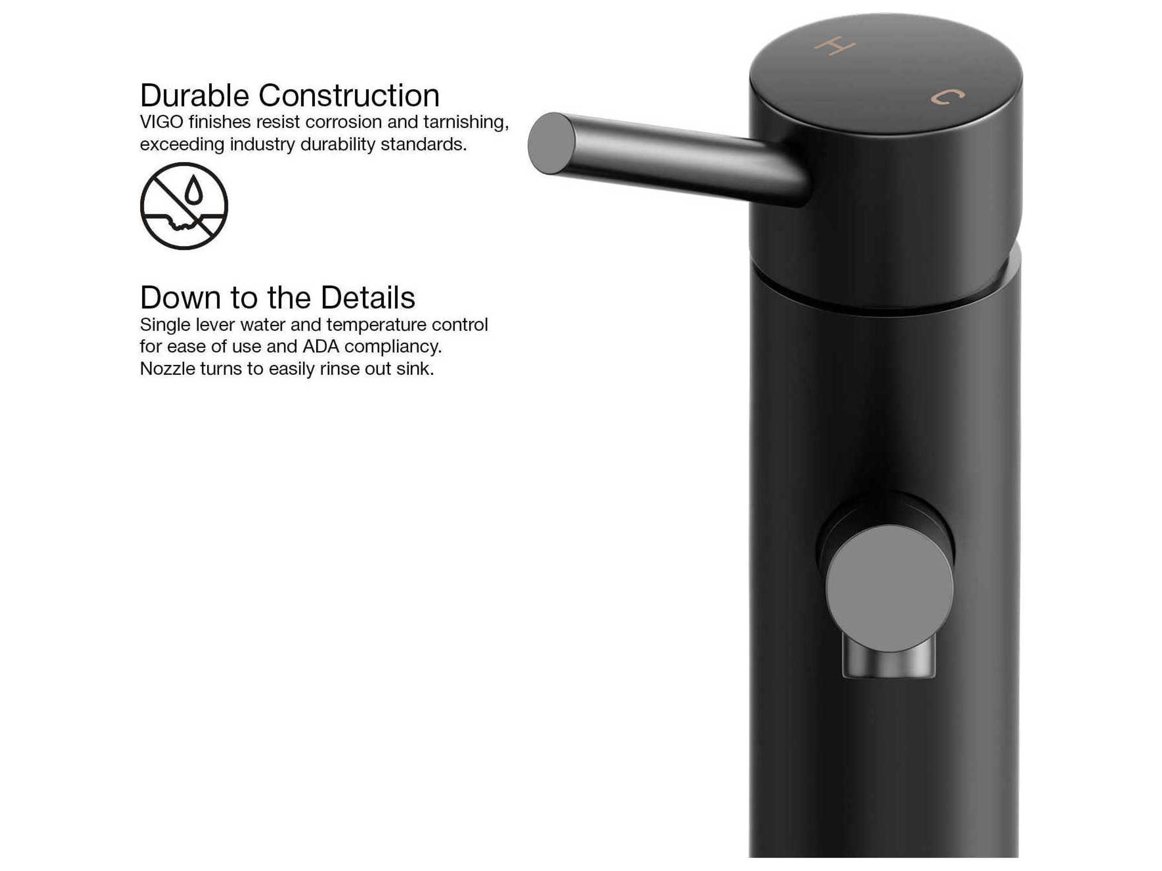 Vigo Noma Matte Black 1-Handle Vessel Bathroom Faucet