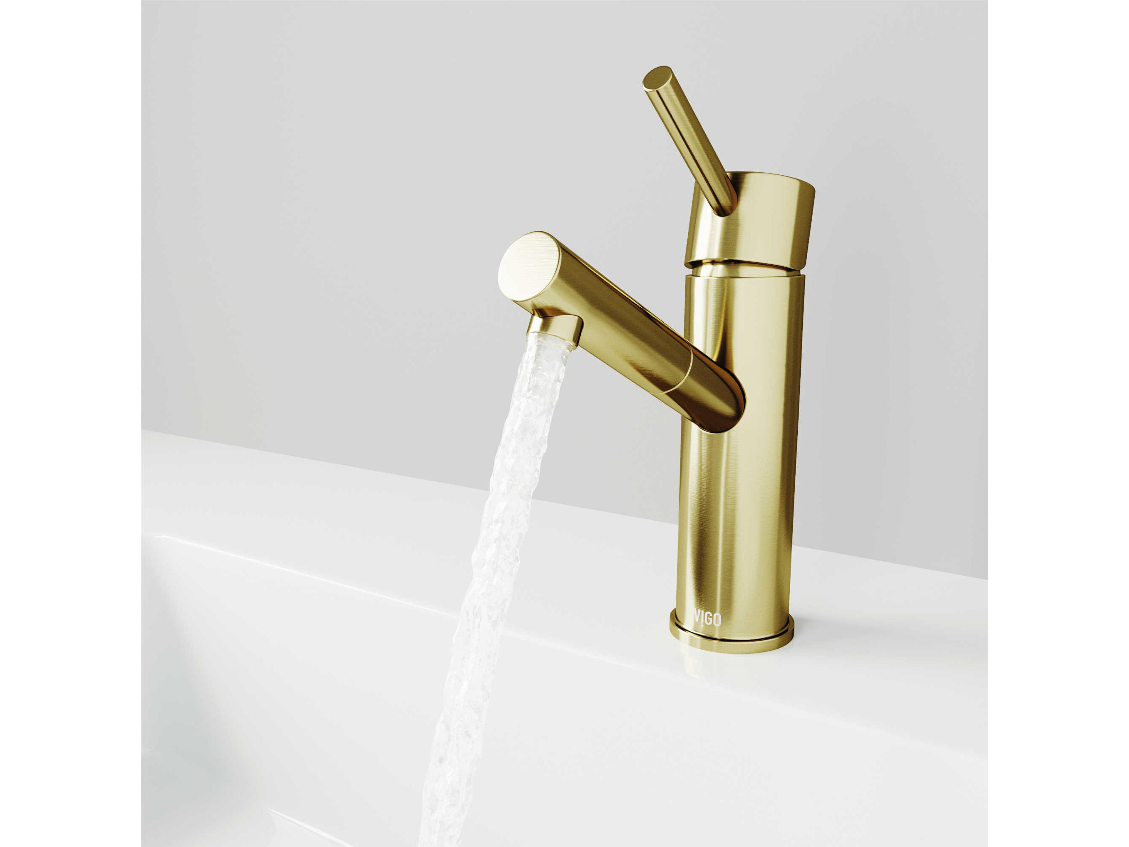 Vigo Noma Matte Brushed Gold Bathroom Faucet with Pop-Up Drain