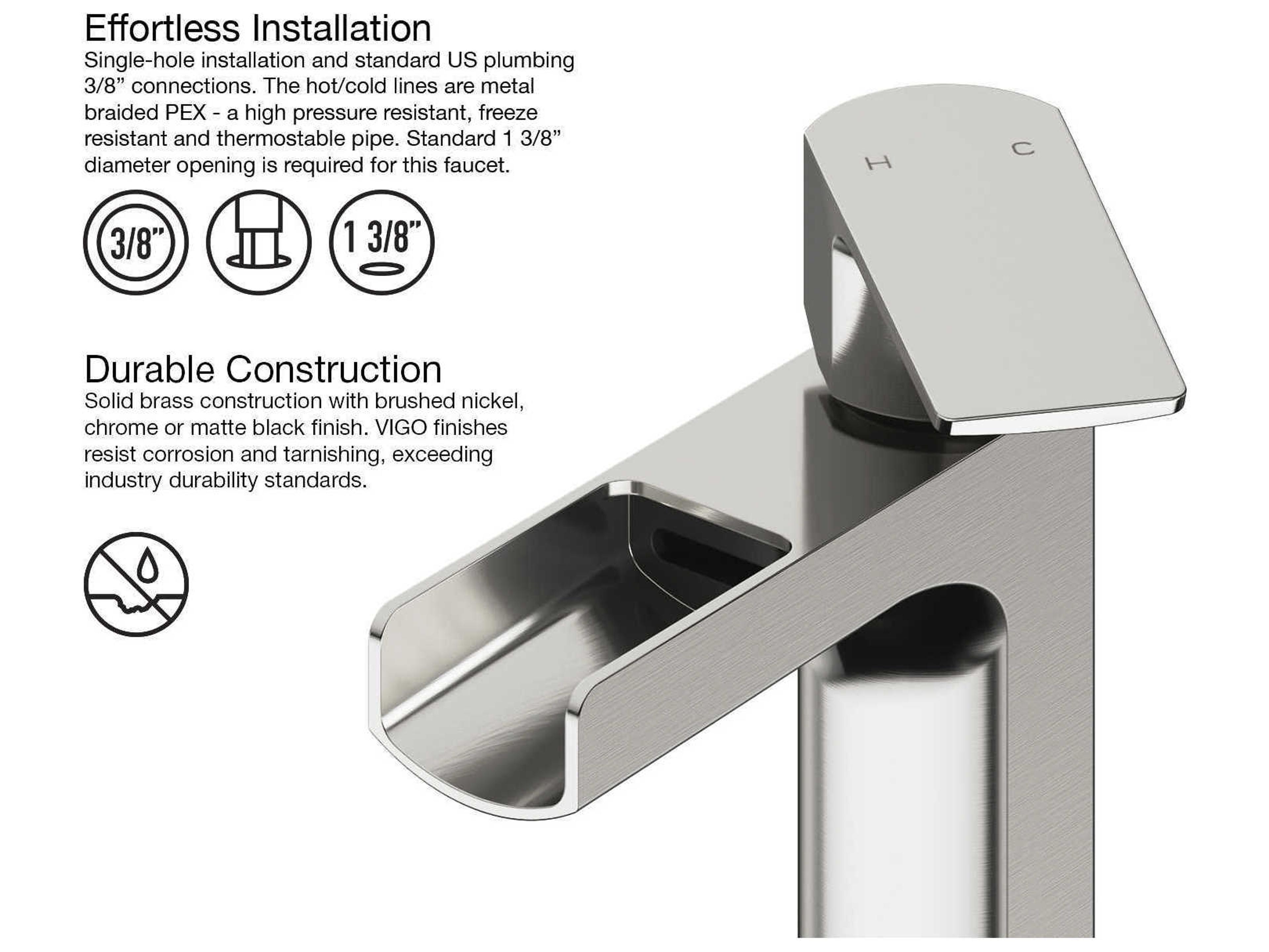 Vigo Ileana Brushed Nickel 1-handle Waterfall Vessel Bathroom Faucet