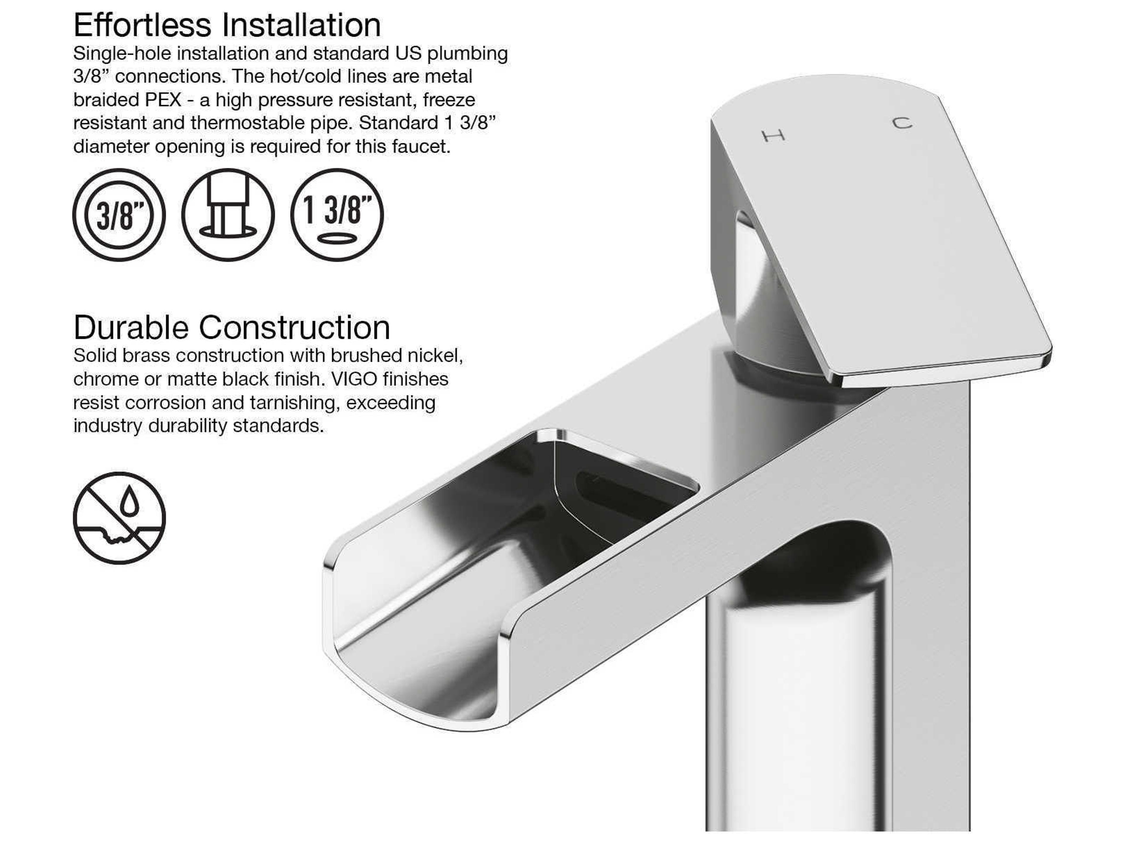 Vigo Ileana Chrome 1-Handle Waterfall Vessel Bathroom Faucet