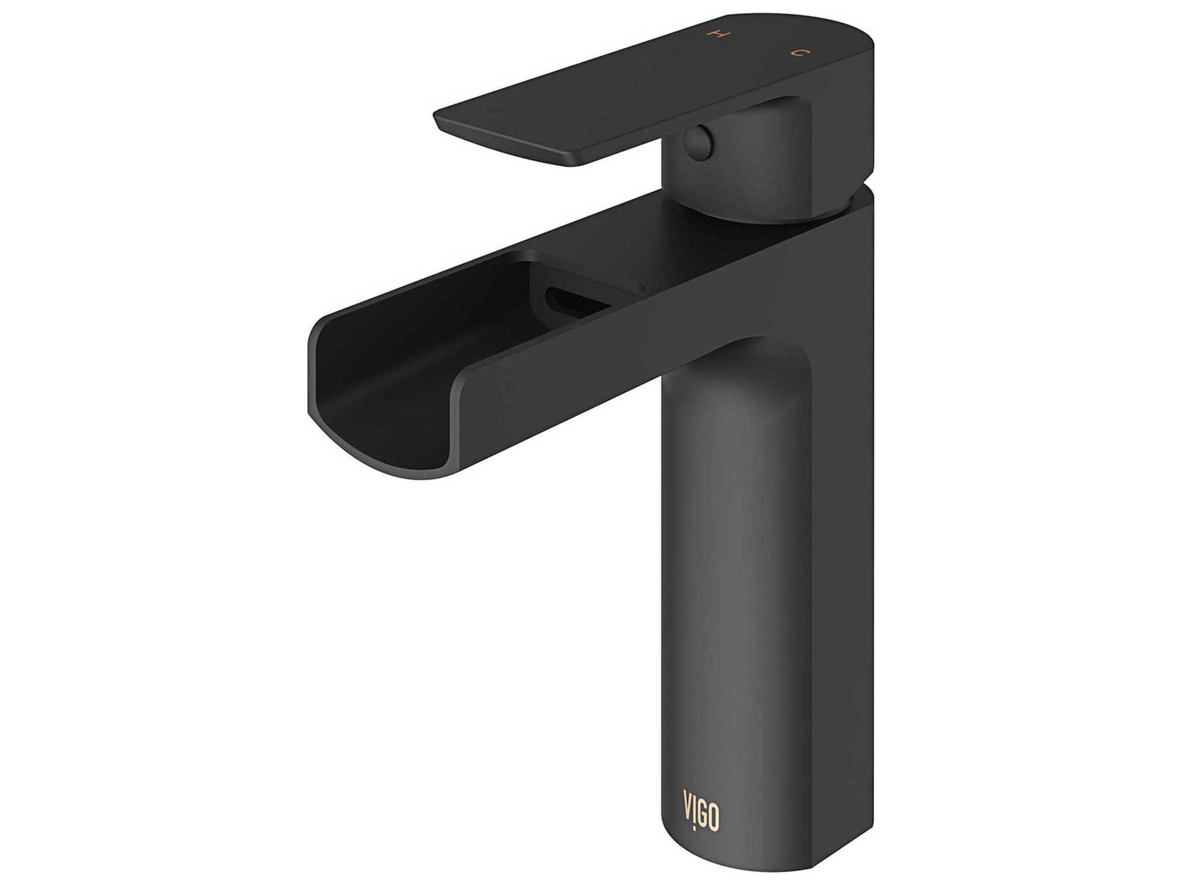 Vigo Ileana Matte Black 1-Handle Waterfall Vessel Bathroom Faucet