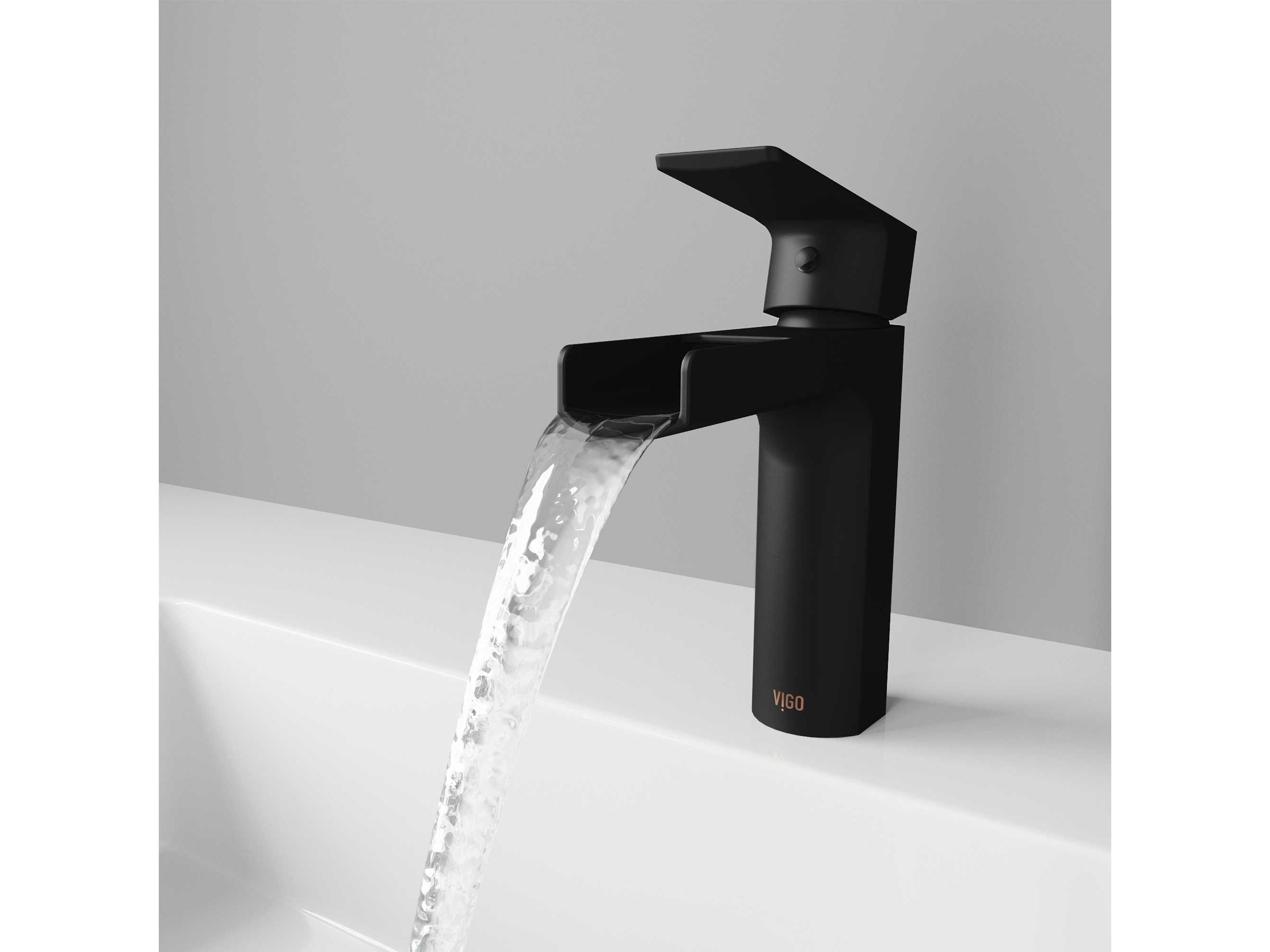 Vigo Ileana Matte Black 1-Handle Waterfall Vessel Bathroom Faucet