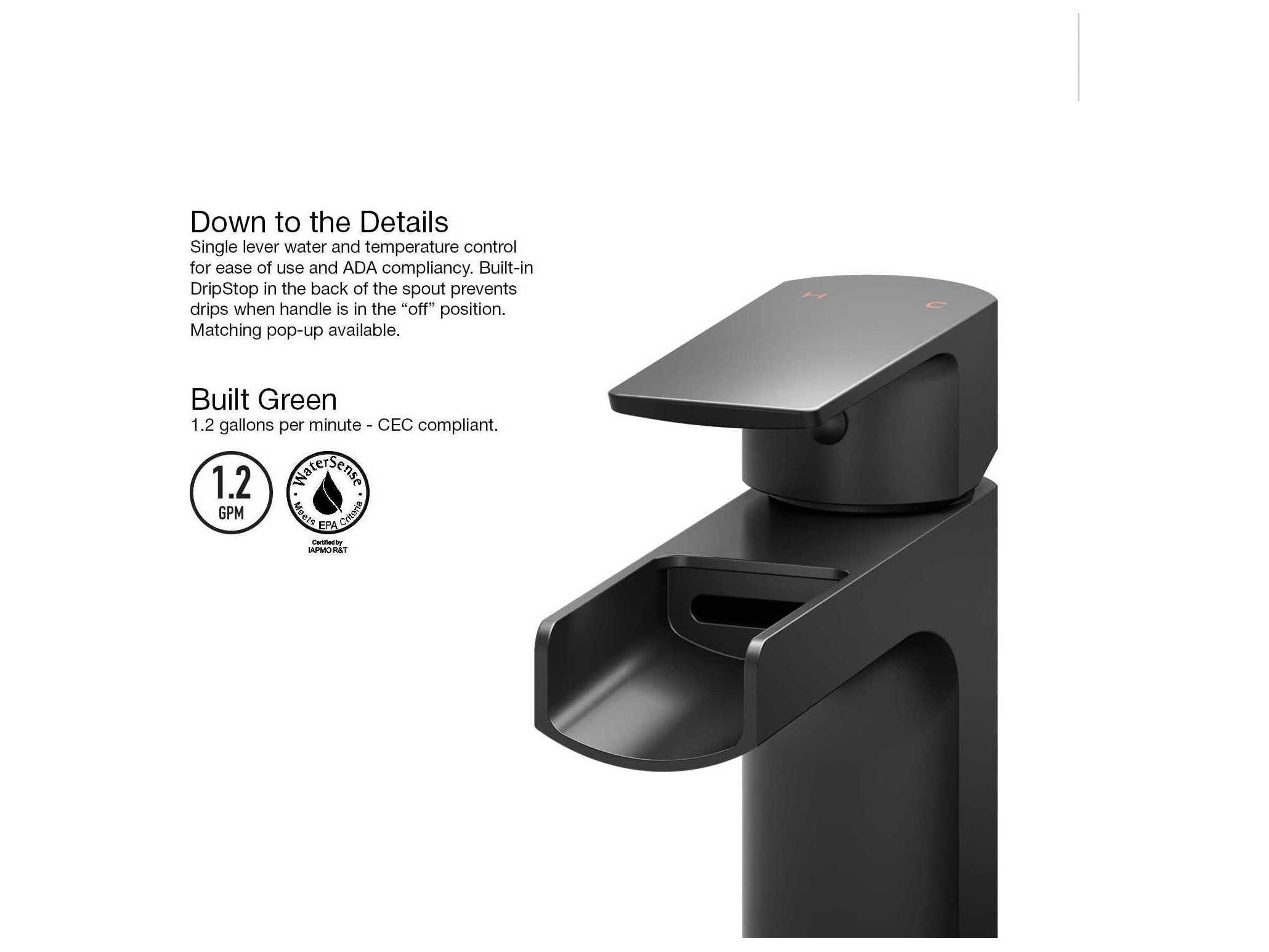 Vigo Ileana Matte Black 1-Handle Waterfall Vessel Bathroom Faucet