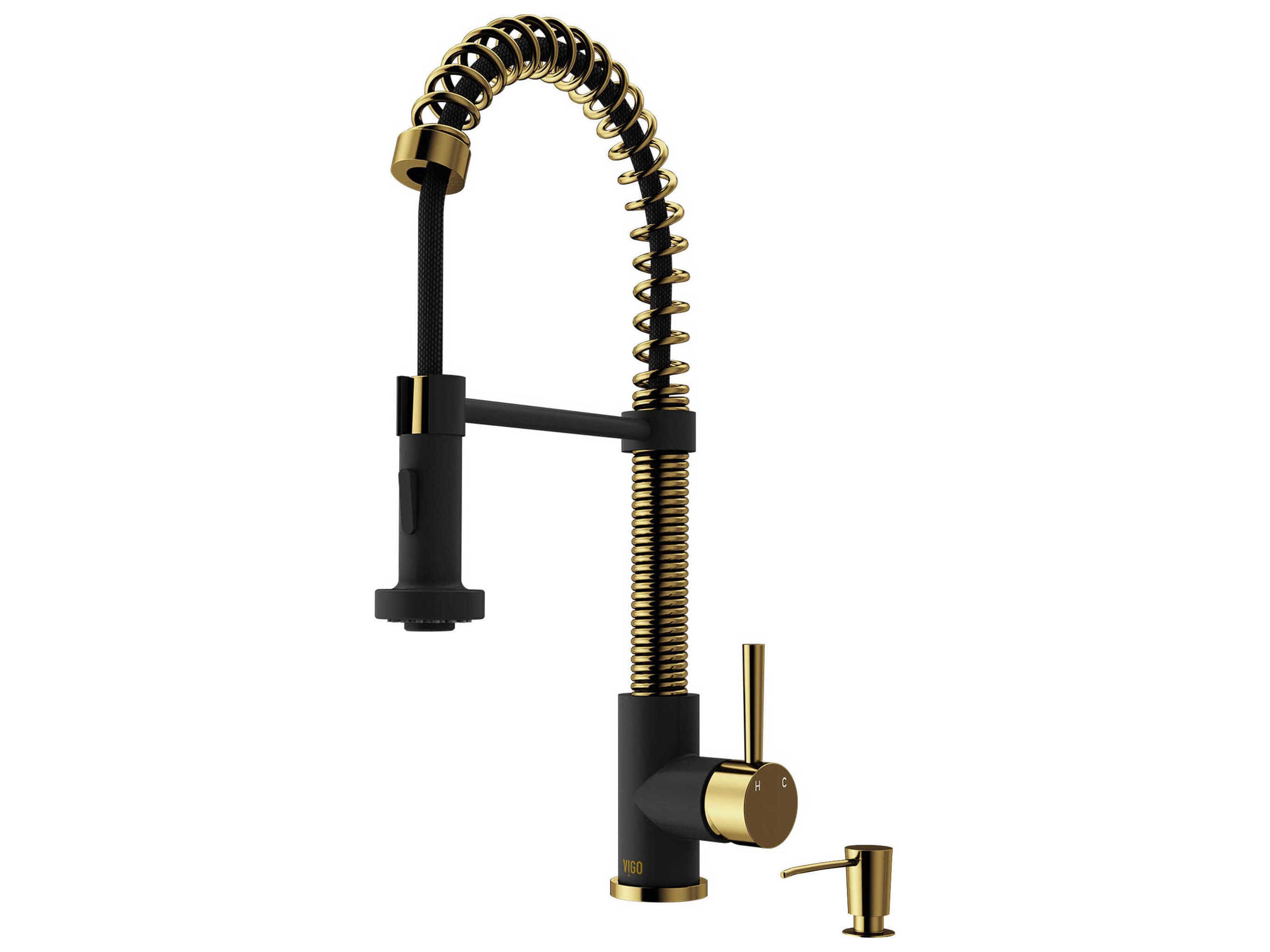 Vigo Edison Single Handle Pull-Down Sprayer Kitchen Faucet with Soap Dispenser