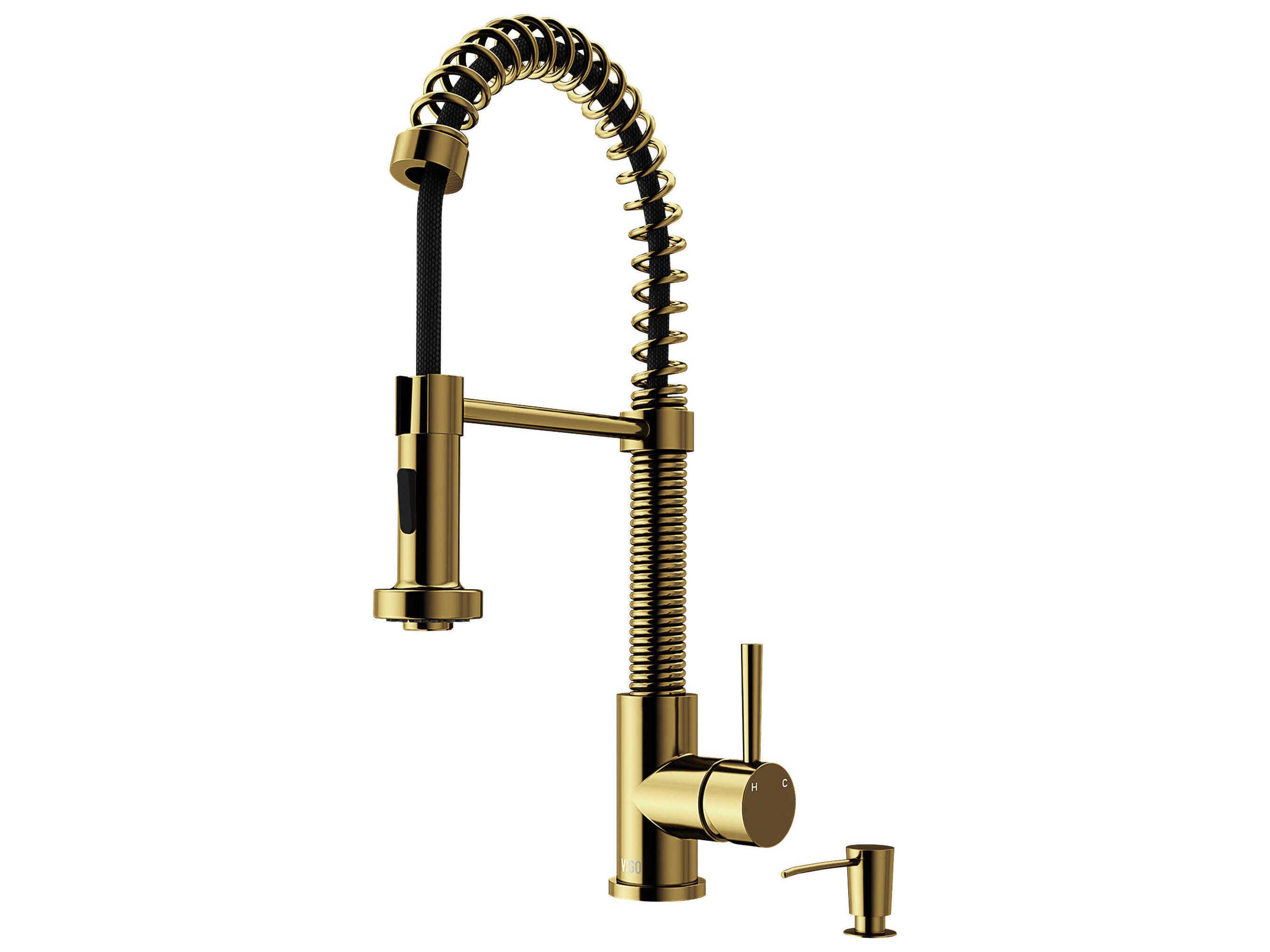 Vigo Edison Single Handle Pull-Down Sprayer Kitchen Faucet with Soap Dispenser