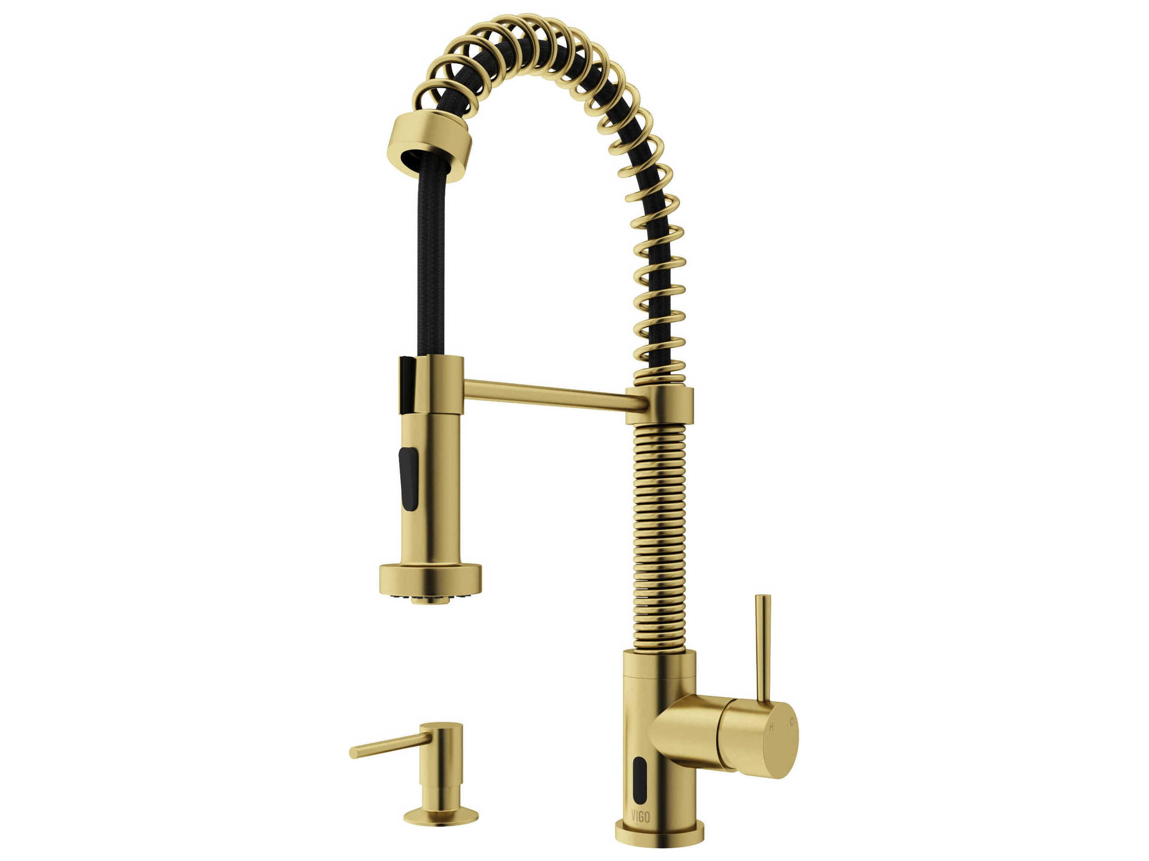 Vigo Edison Single Handle Pull-Down Sprayer Kitchen Faucet with Soap Dispenser