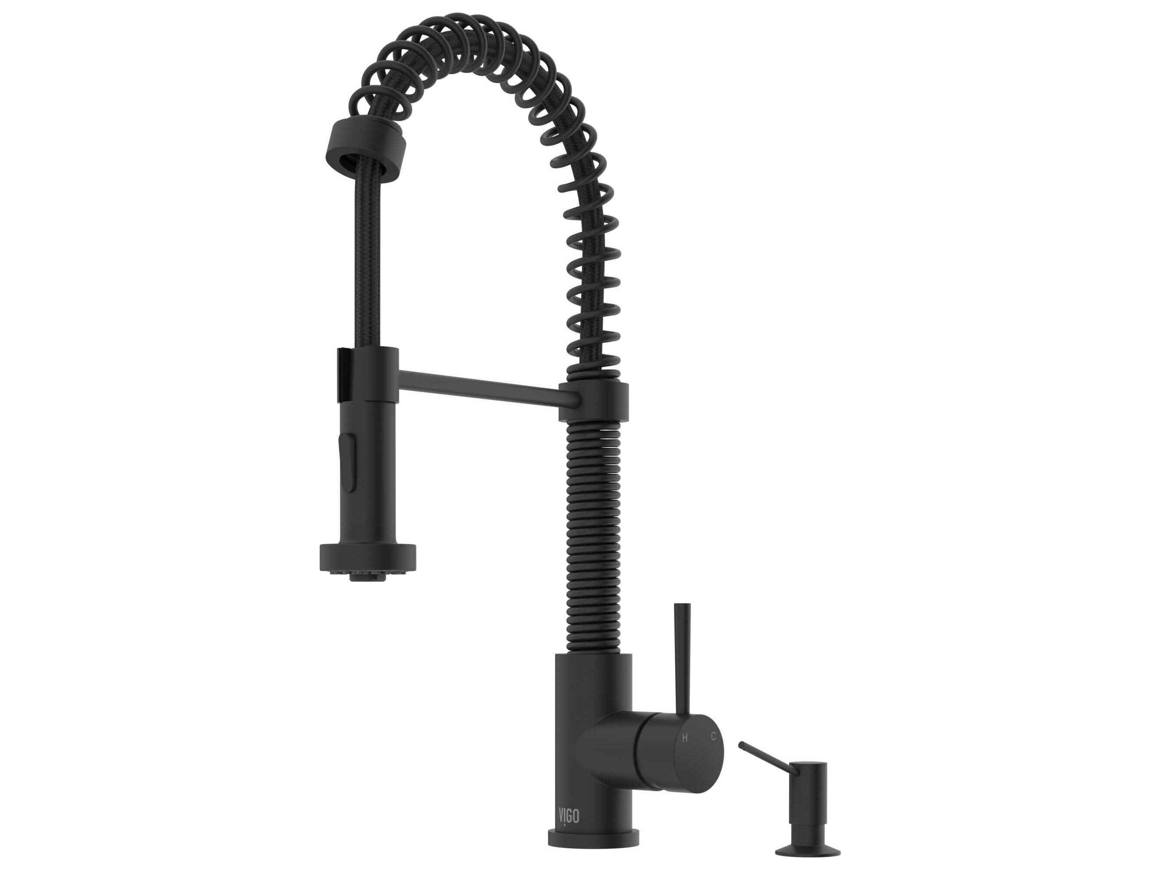 Vigo Edison Single Handle Pull-Down Sprayer Kitchen Faucet with Soap Dispenser