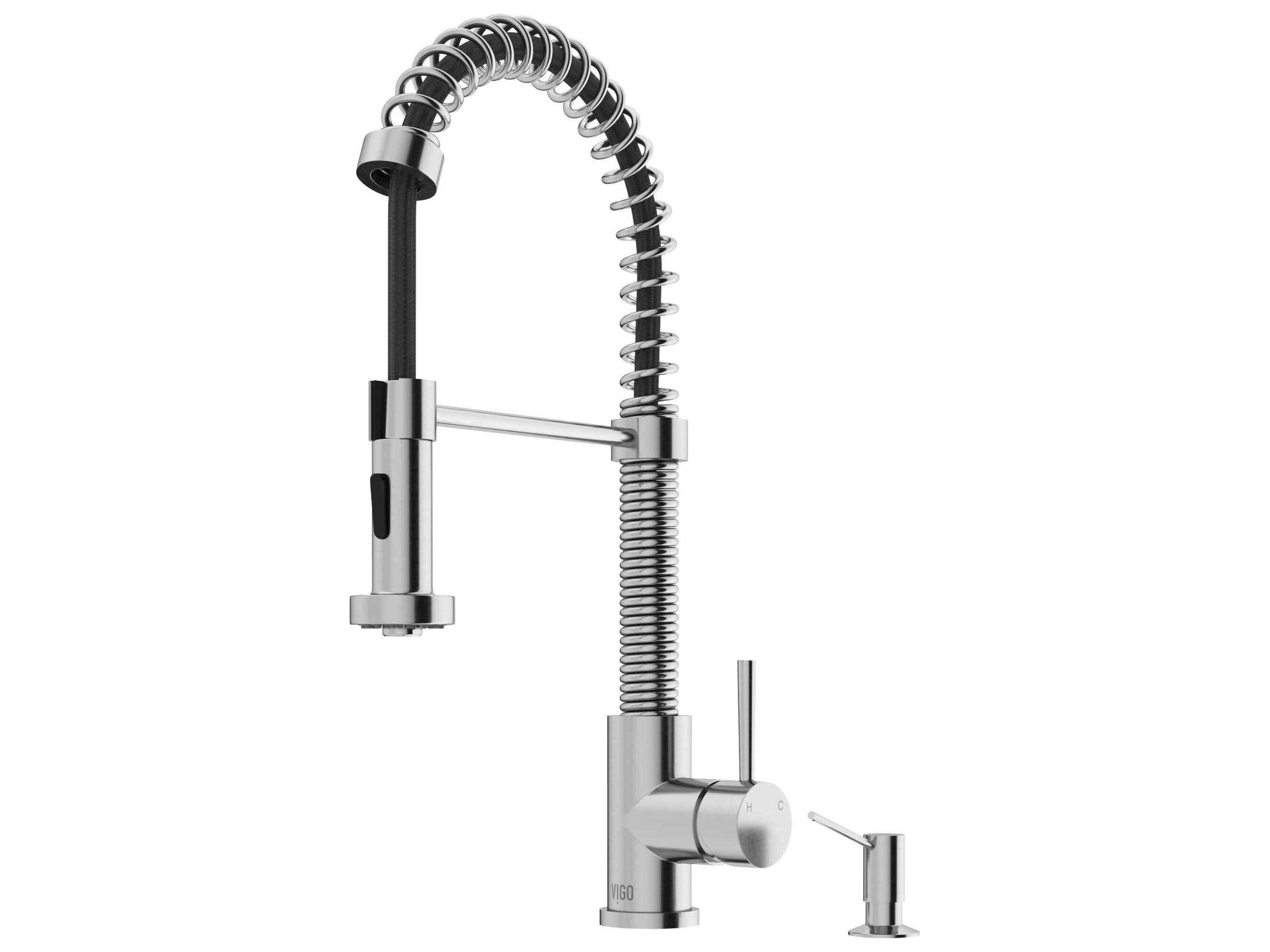 Vigo Edison Single Handle Pull-Down Sprayer Kitchen Faucet with Soap Dispenser