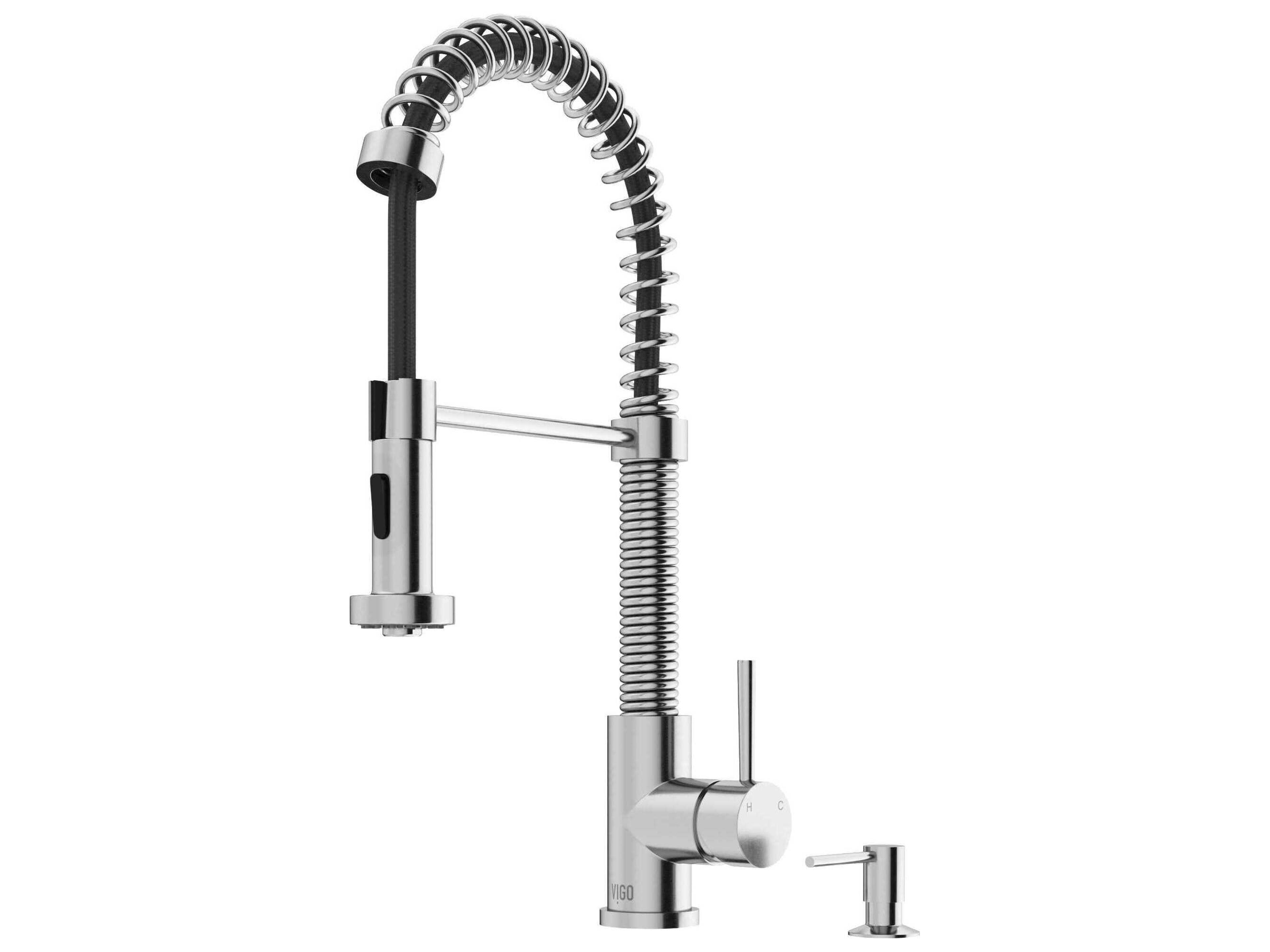 Vigo Edison Single Handle Pull-Down Sprayer Kitchen Faucet with Soap Dispenser
