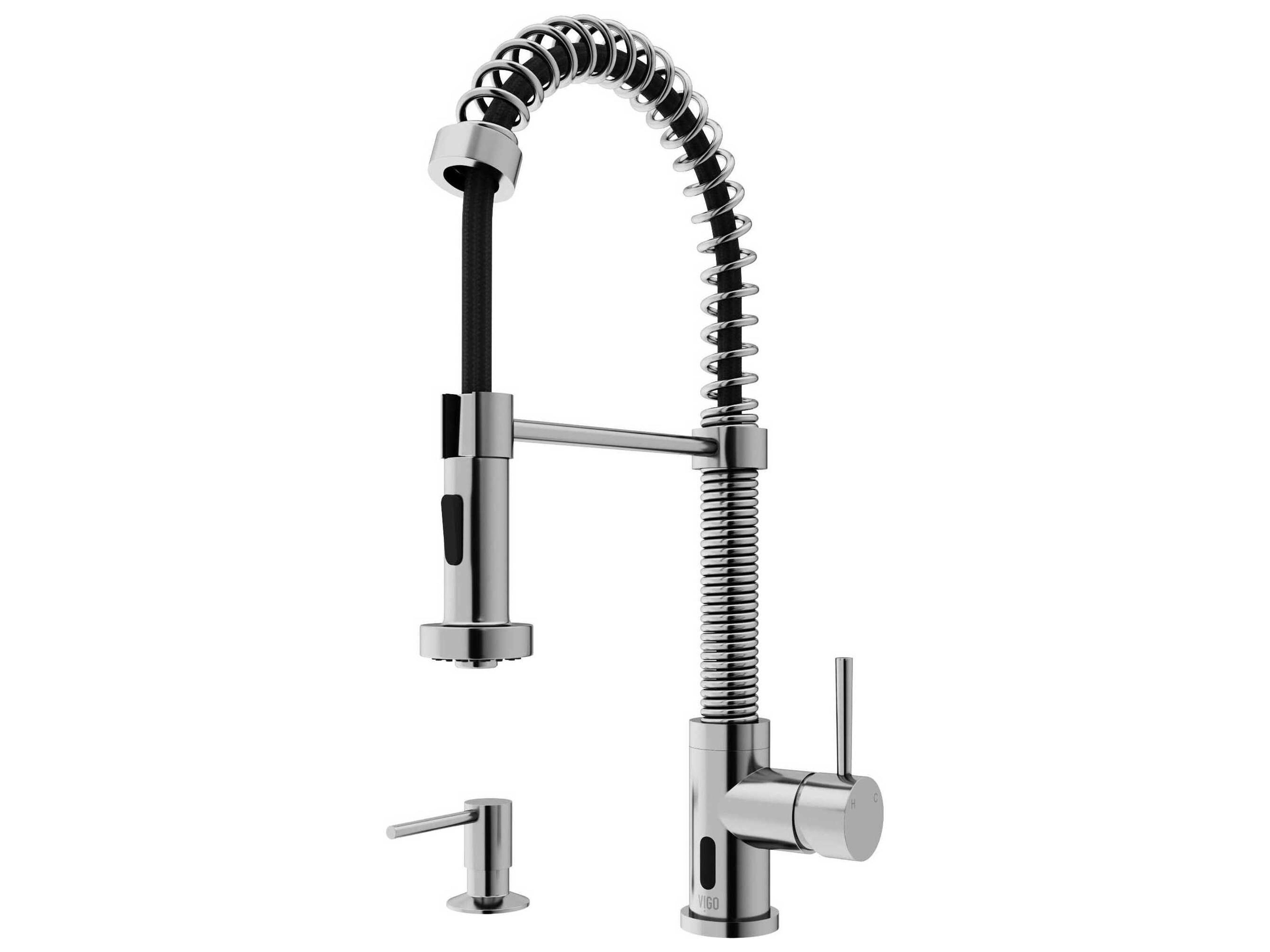 Vigo Edison Single Handle Pull-Down Sprayer Kitchen Faucet with Soap Dispenser and Touchless Sensor