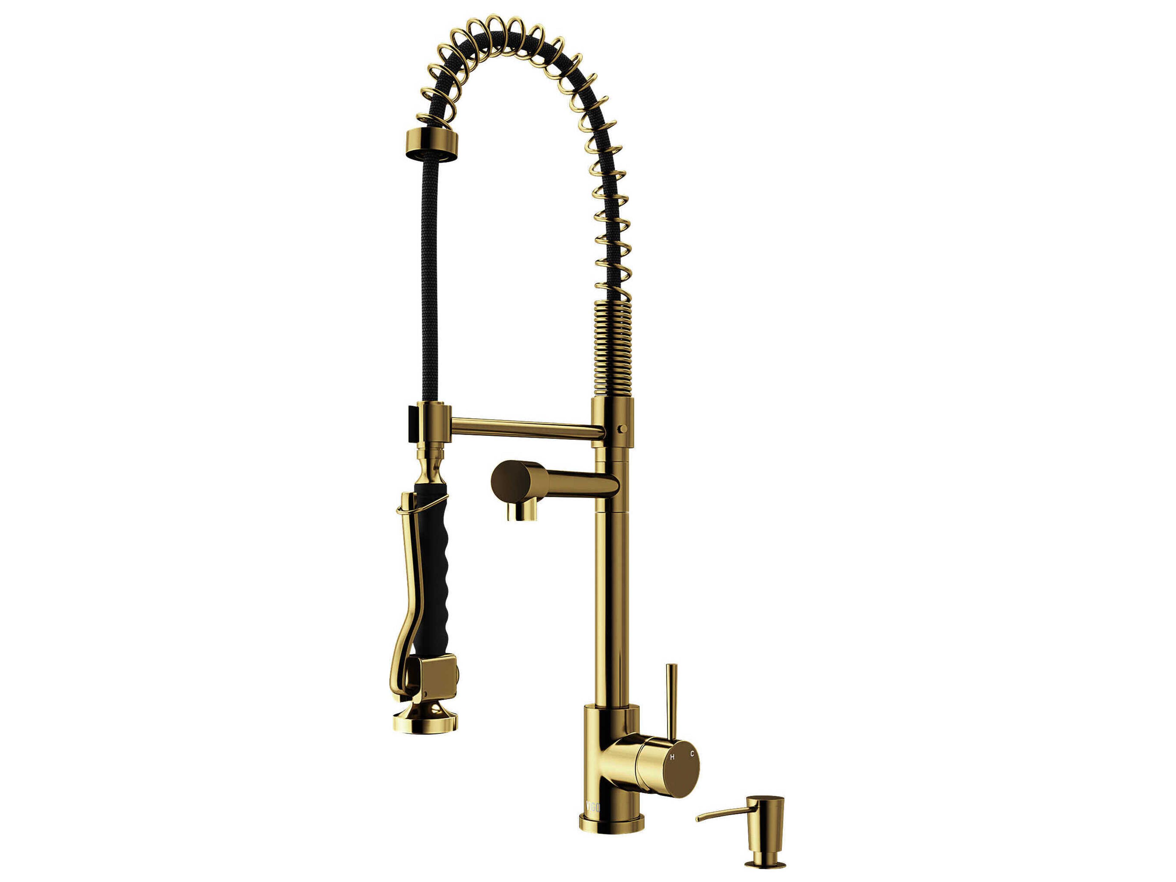 Vigo Zurich Single Handle Pull-Down Sprayer Kitchen Faucet with Soap Dispenser