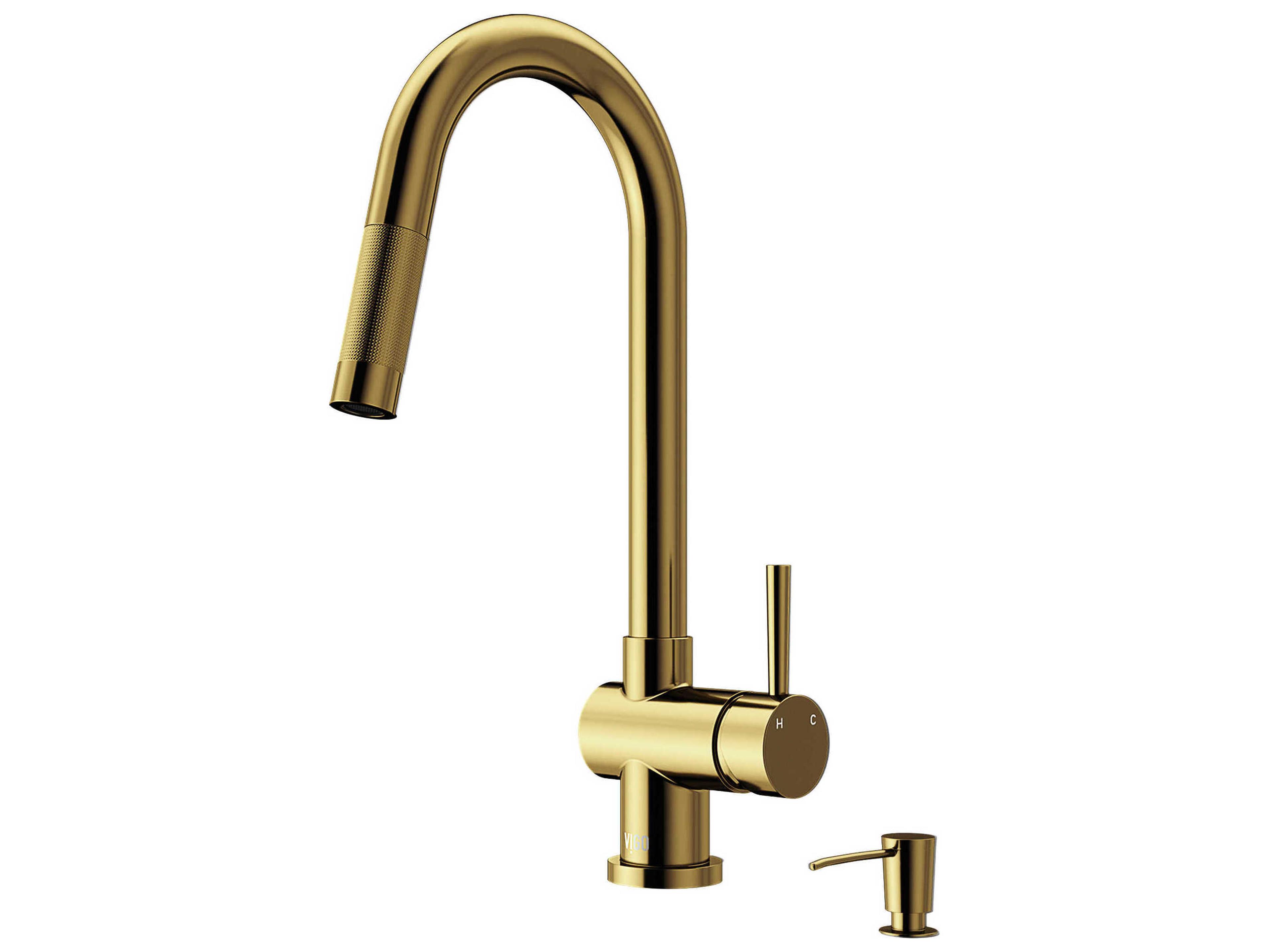 Vigo Gramercy Single Handle Pull-Down Spout Kitchen Faucet with Soap Dispenser