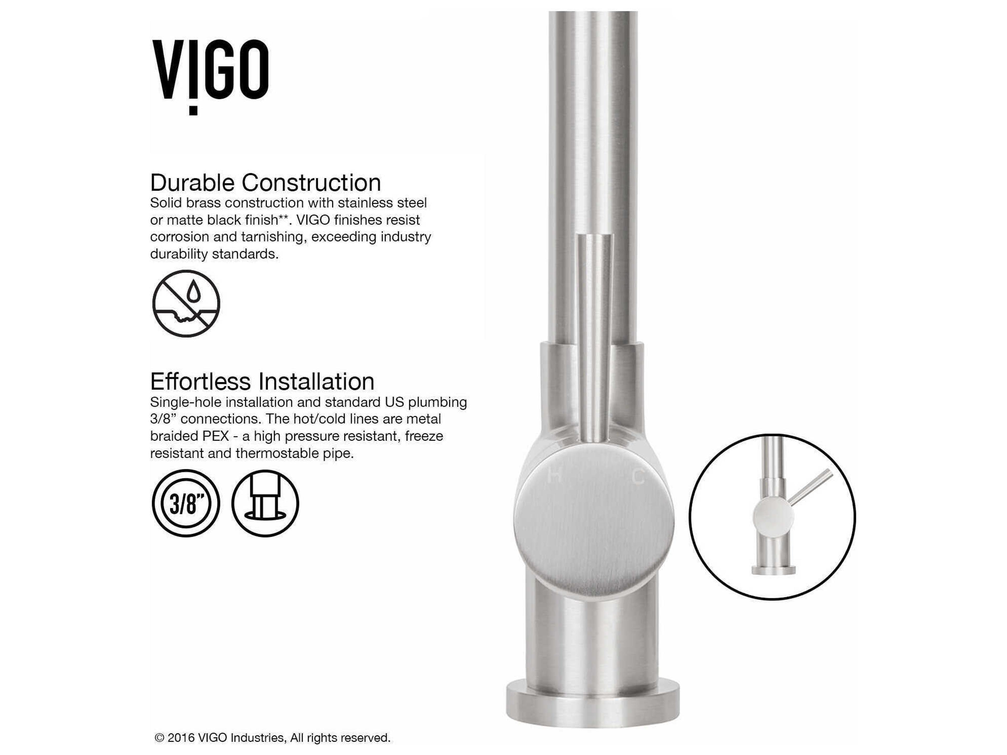 Vigo Gramercy Single Handle Pull-Down Spout Kitchen Faucet with Soap Dispenser