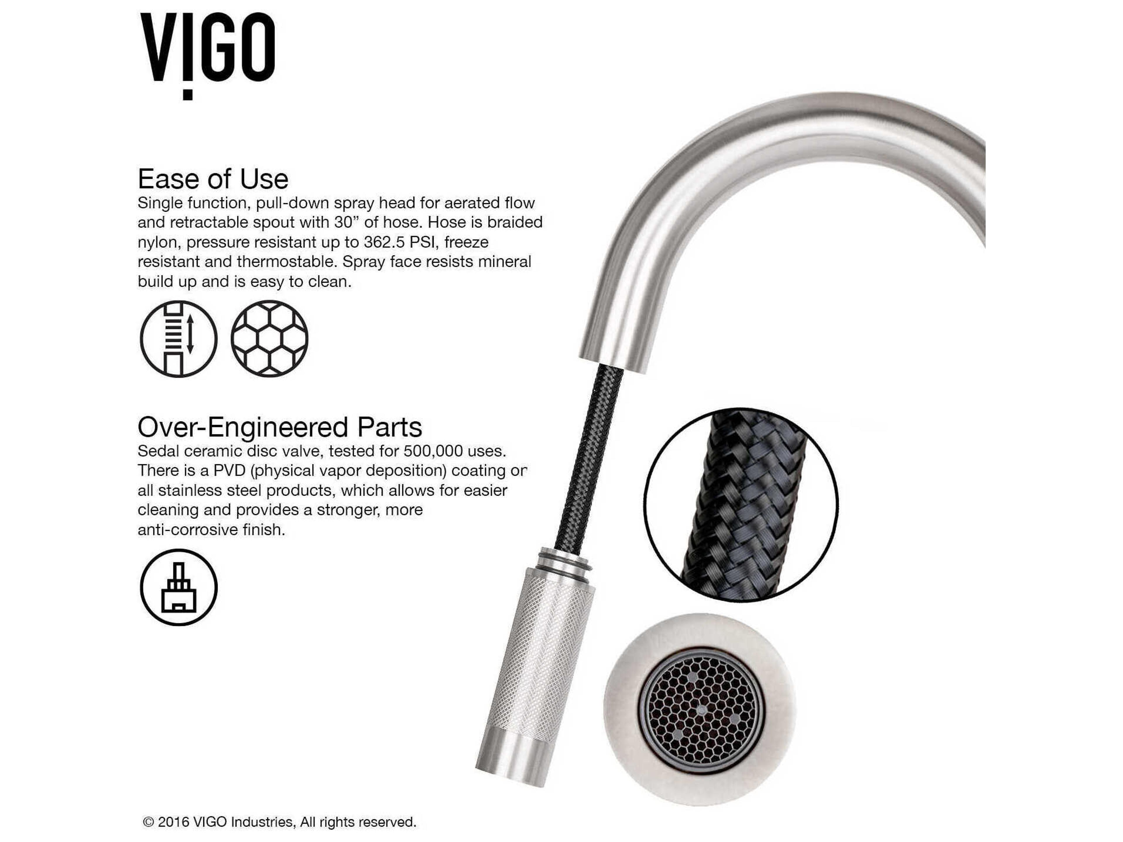 Vigo Gramercy Single Handle Pull-Down Spout Kitchen Faucet with Soap Dispenser