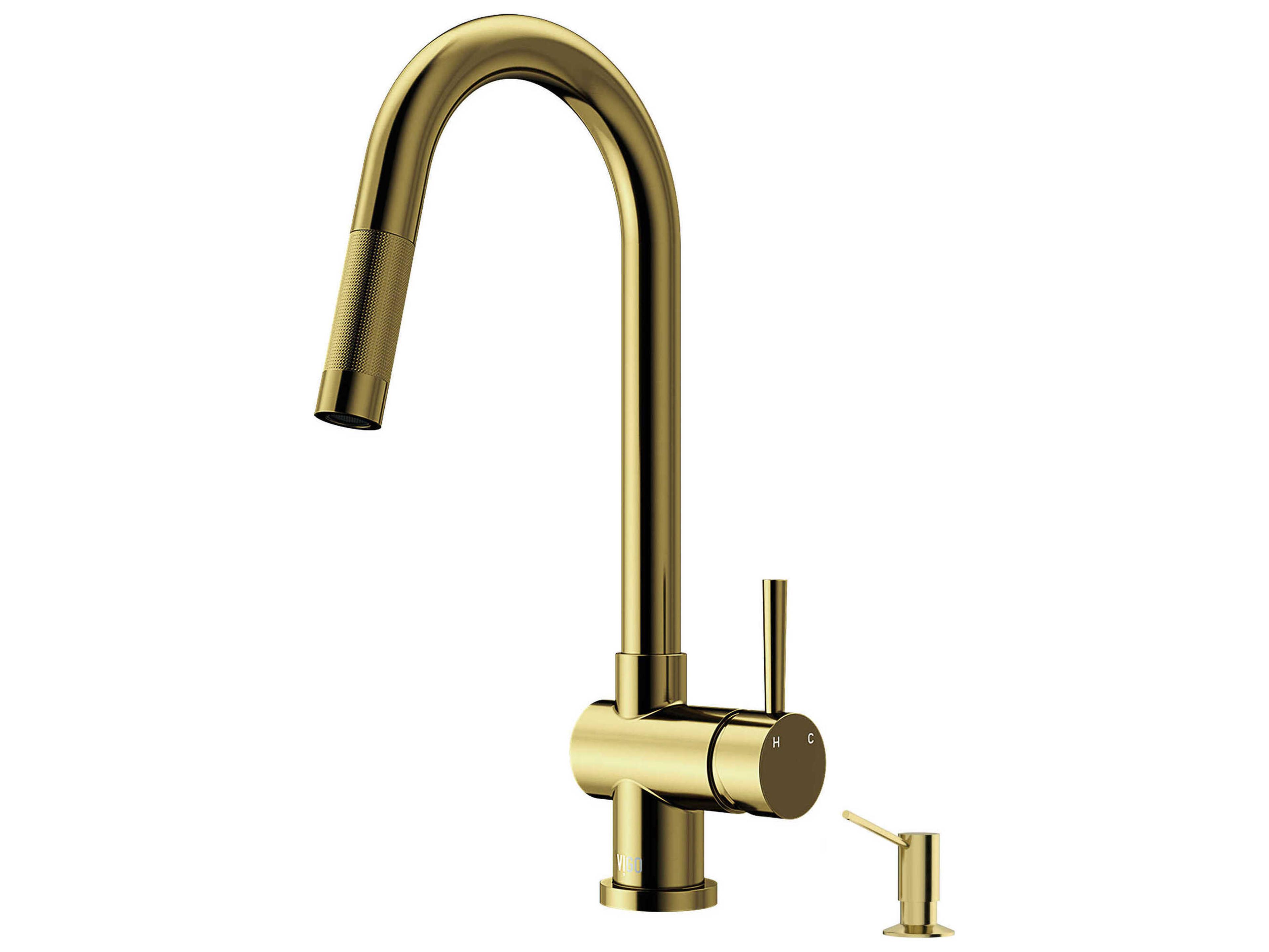 Vigo Gramercy Single Handle Pull-Down Spout Kitchen Faucet with Soap Dispenser