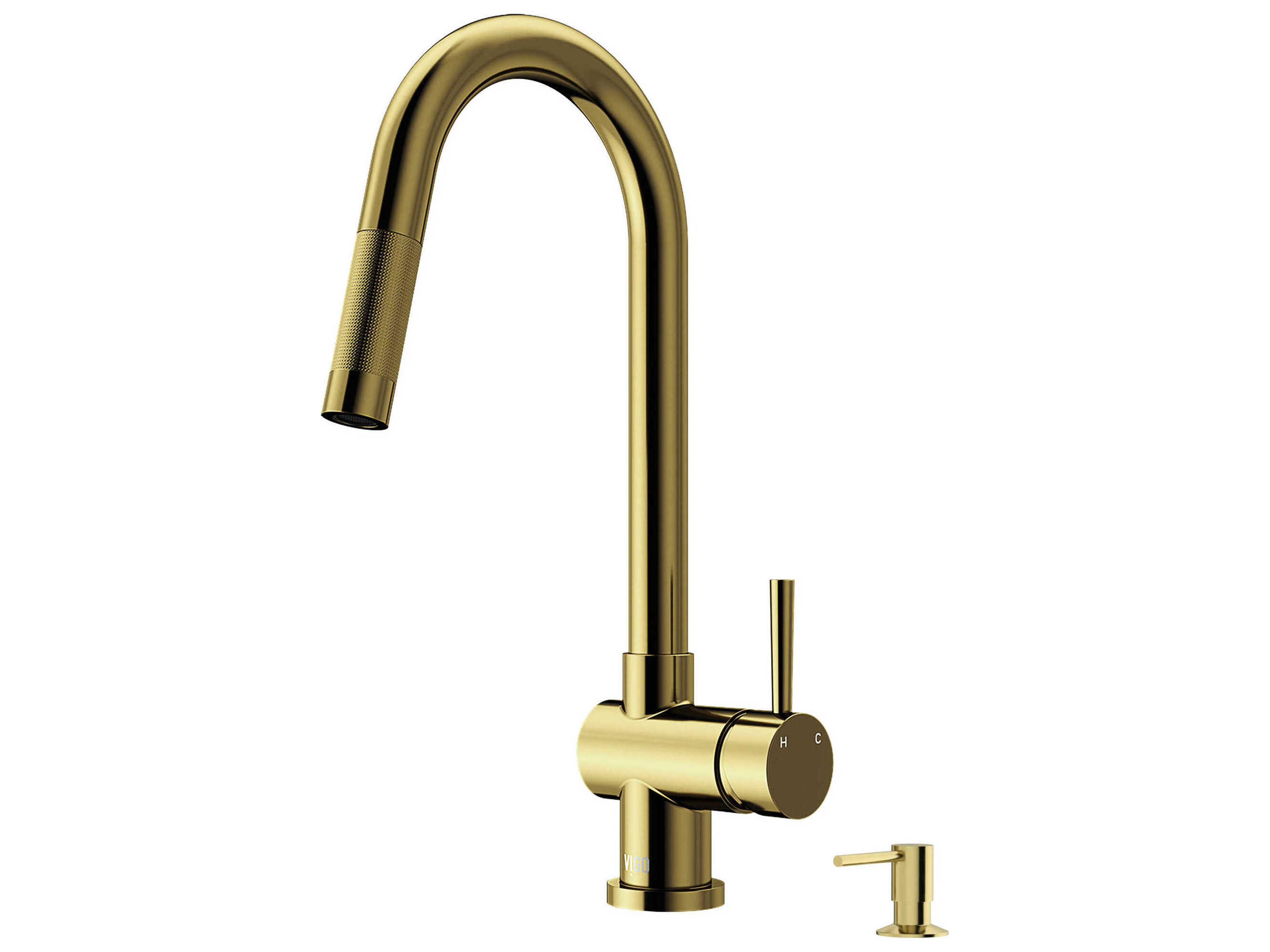 Vigo Gramercy Single Handle Pull-Down Spout Kitchen Faucet with Soap Dispenser