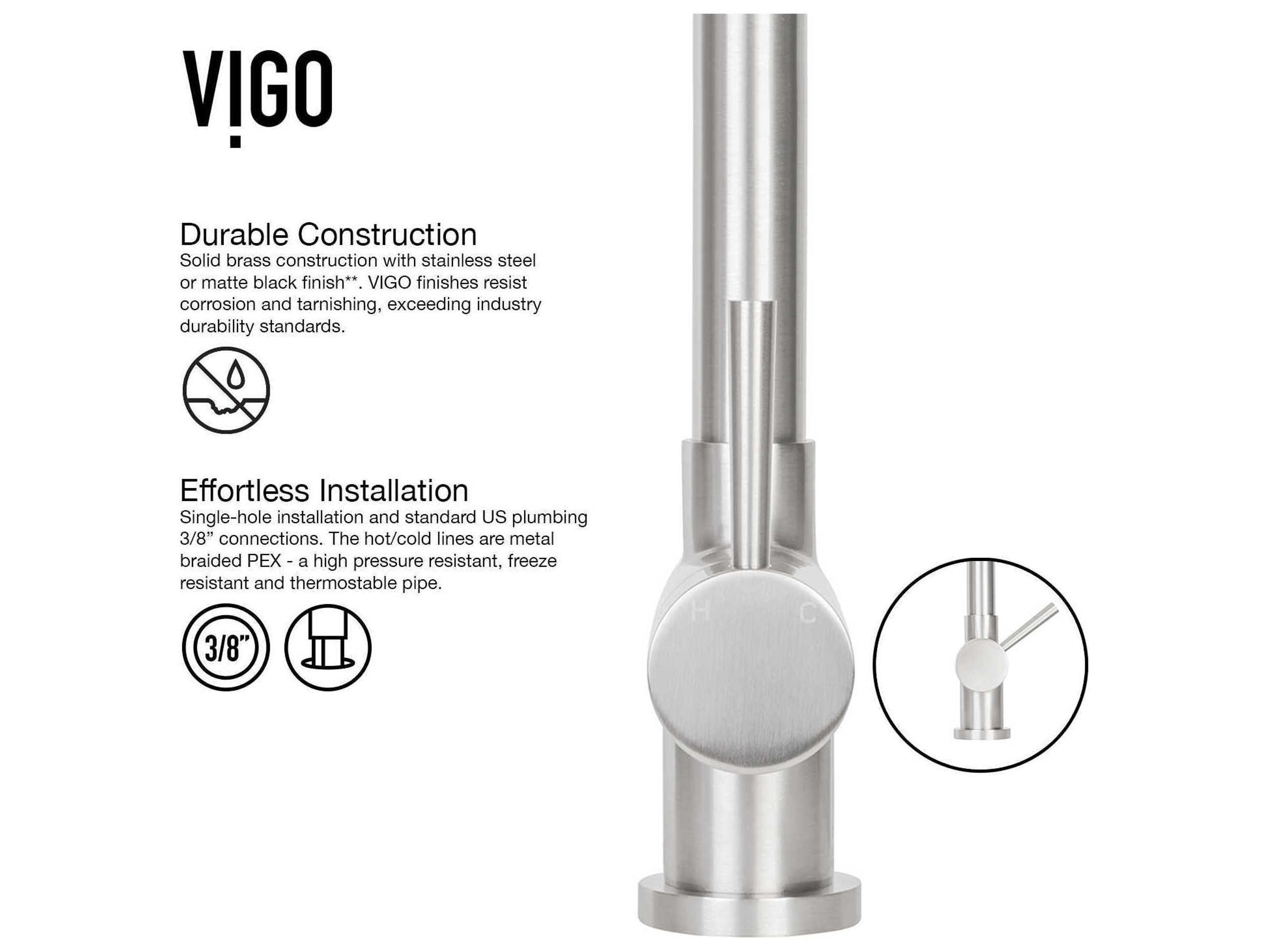 Vigo Gramercy Single Handle Pull-Down Spout Kitchen Faucet with Soap Dispenser