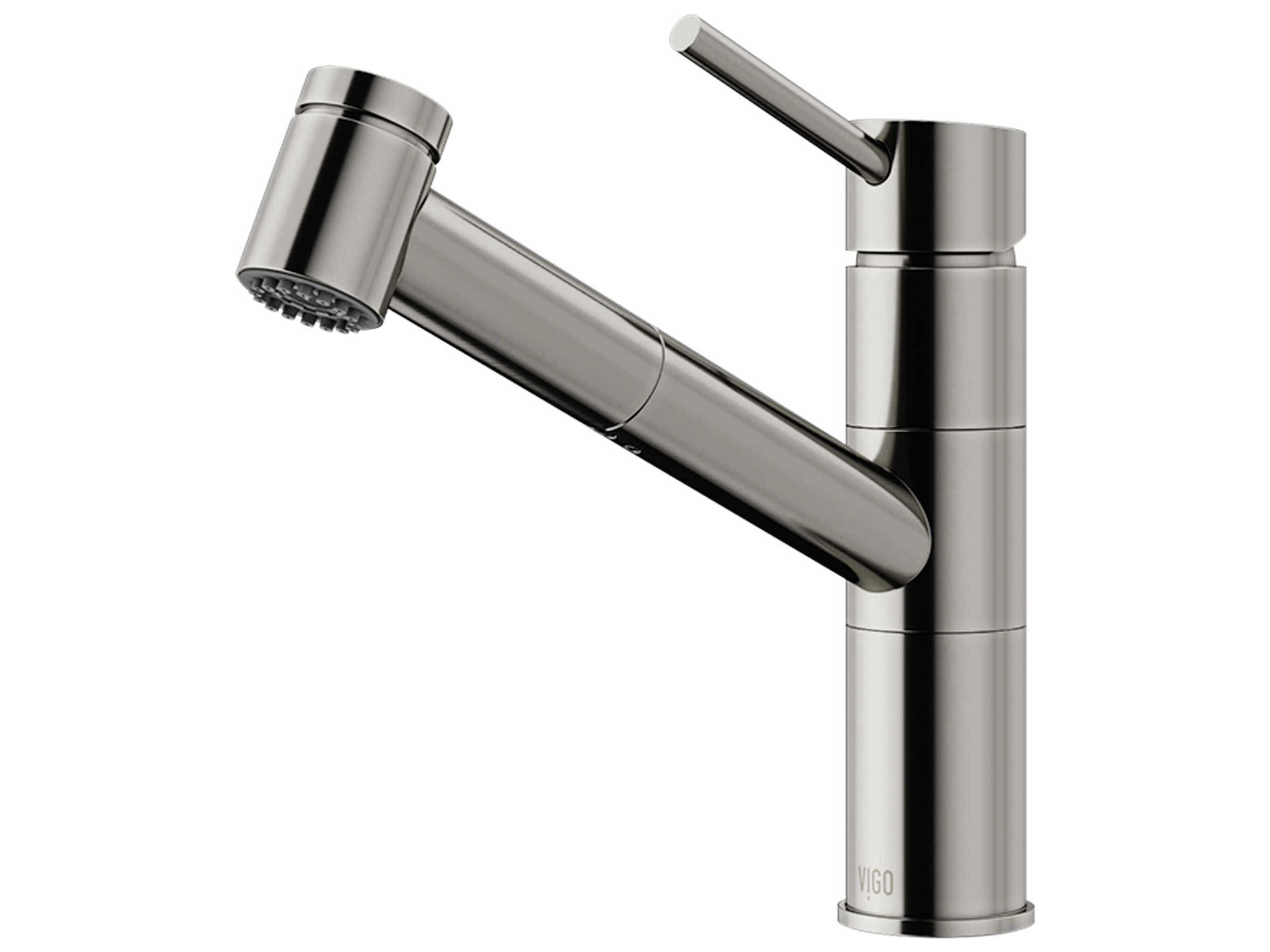 Branson Stainless Steel 1-Handle Deck Mount Pull-Out Kitchen Faucet