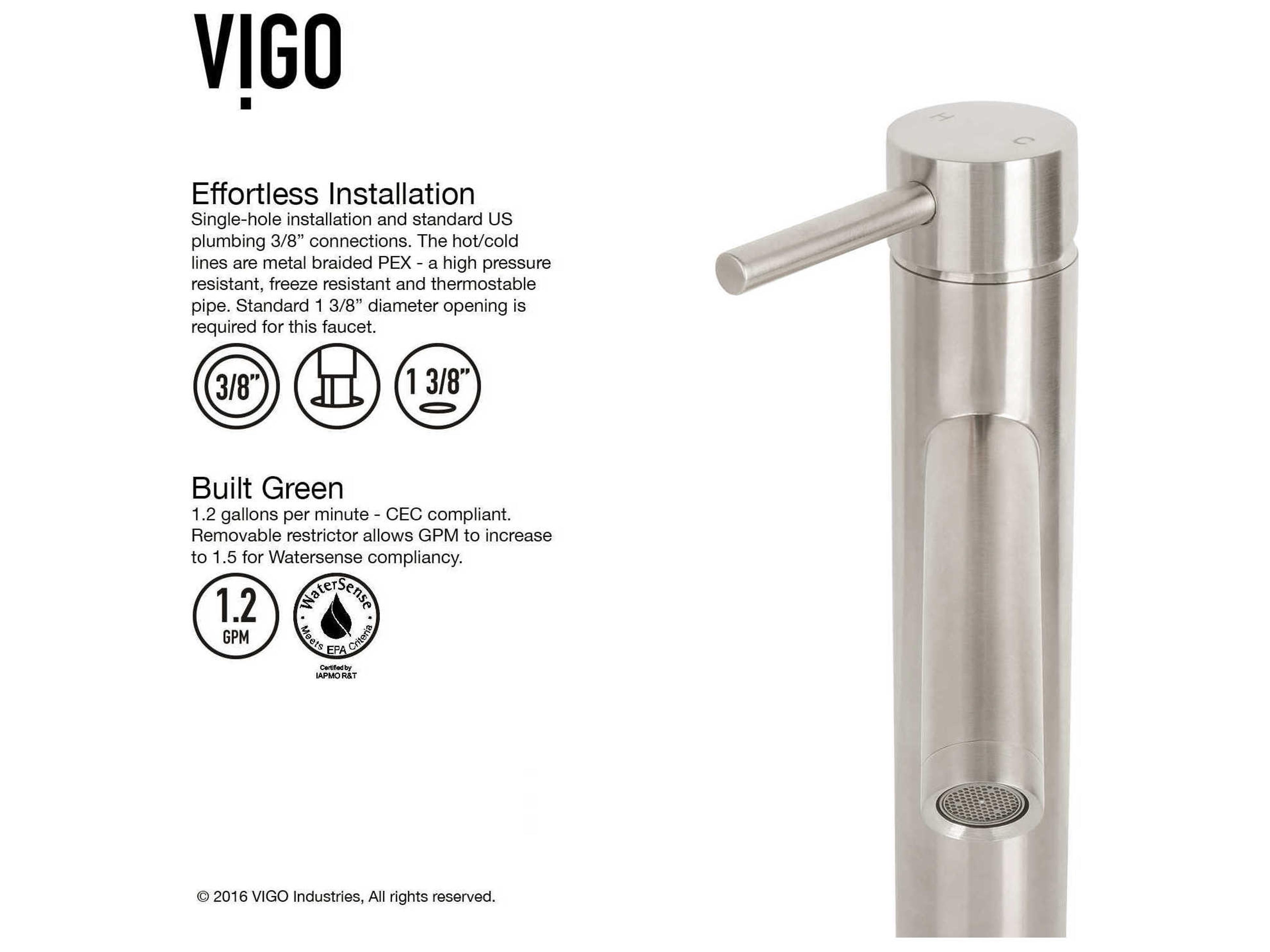 Vigo Dior Brushed Nickel 1-Handle Vessel Bathroom Faucet