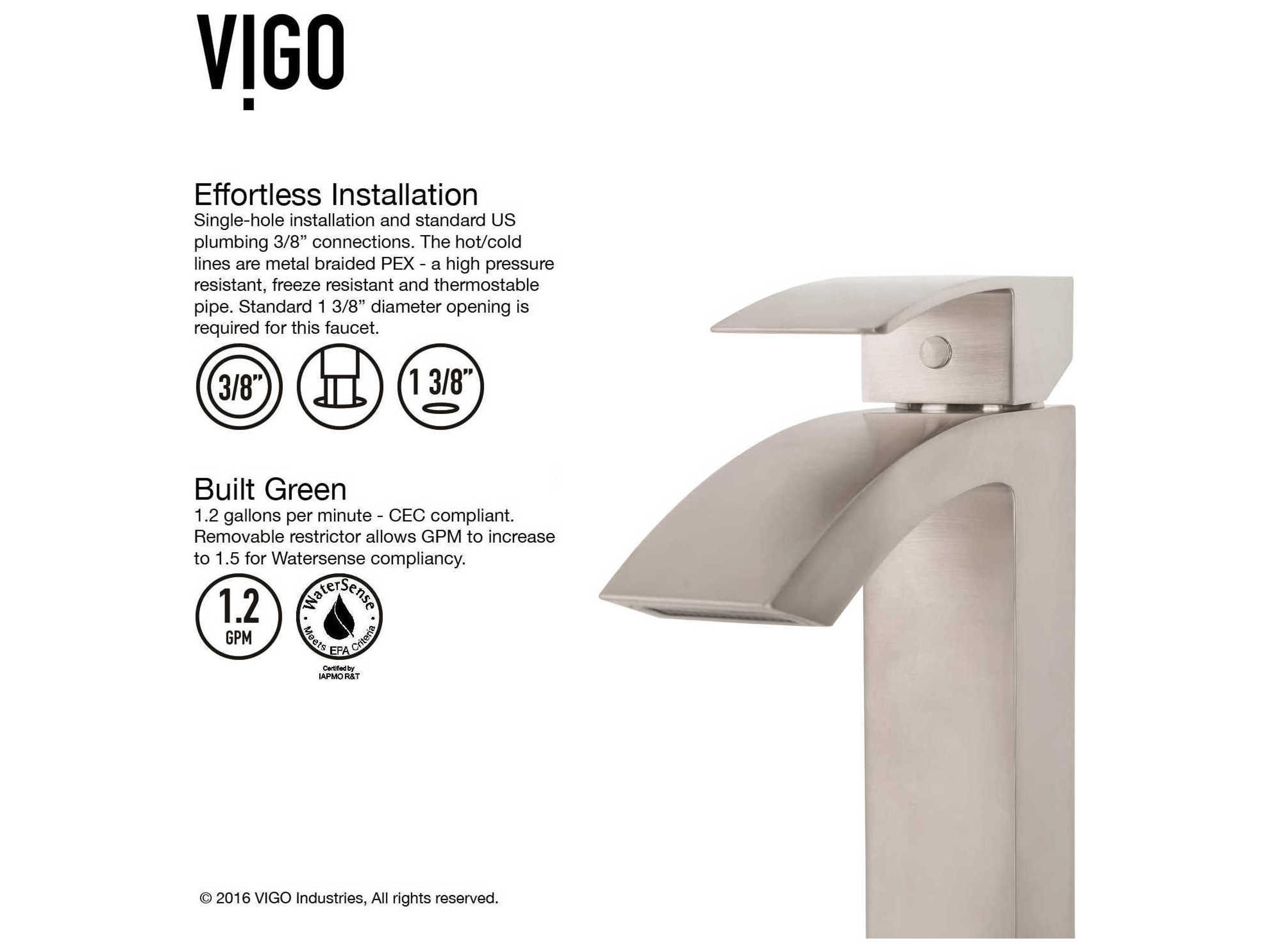 Vigo Duris Brushed Nickel 1-Handle Vessel Waterfall Bathroom Faucet