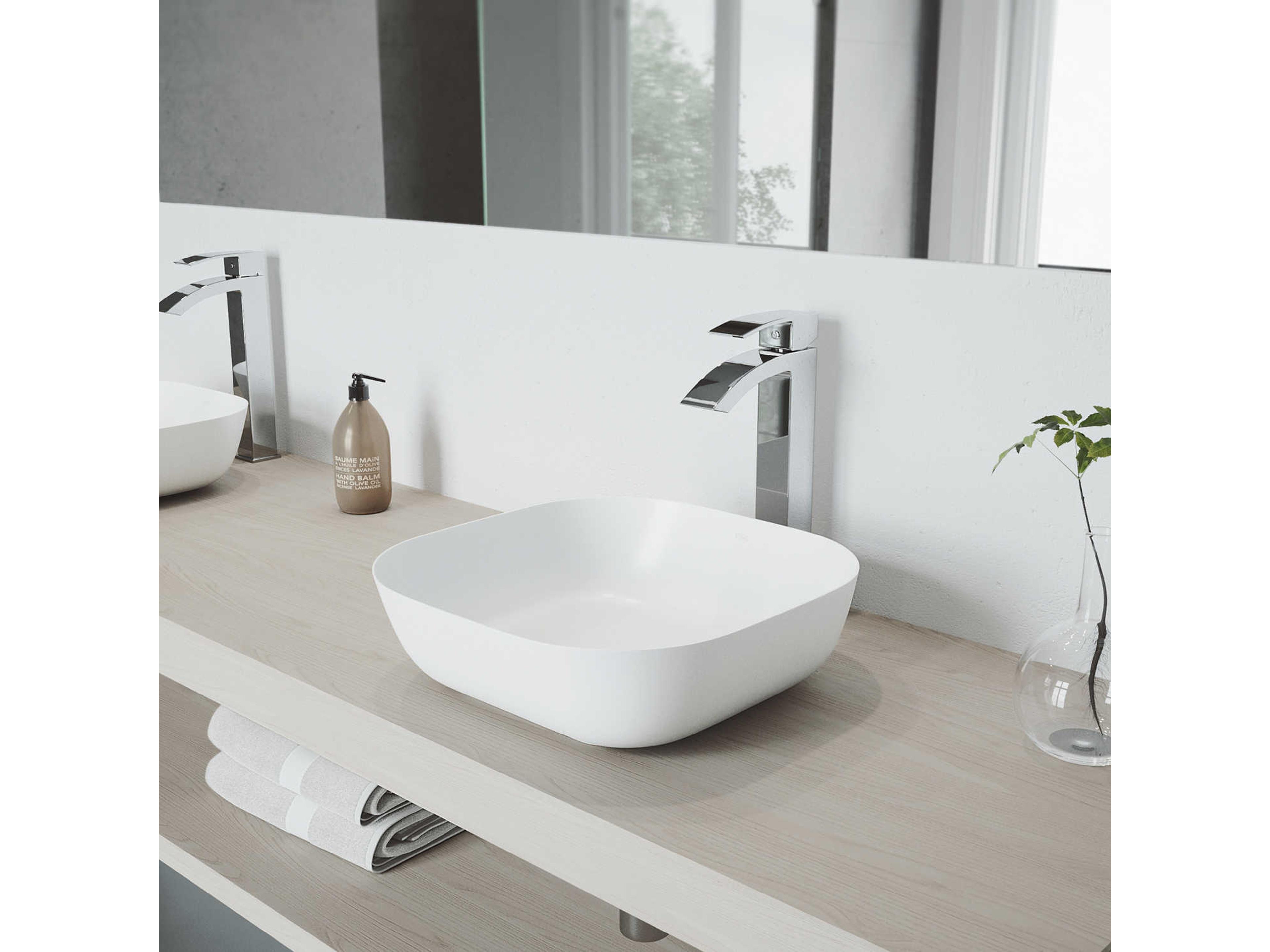 Vigo Duris Chrome 1-Handle Vessel Waterfall Bathroom Faucet