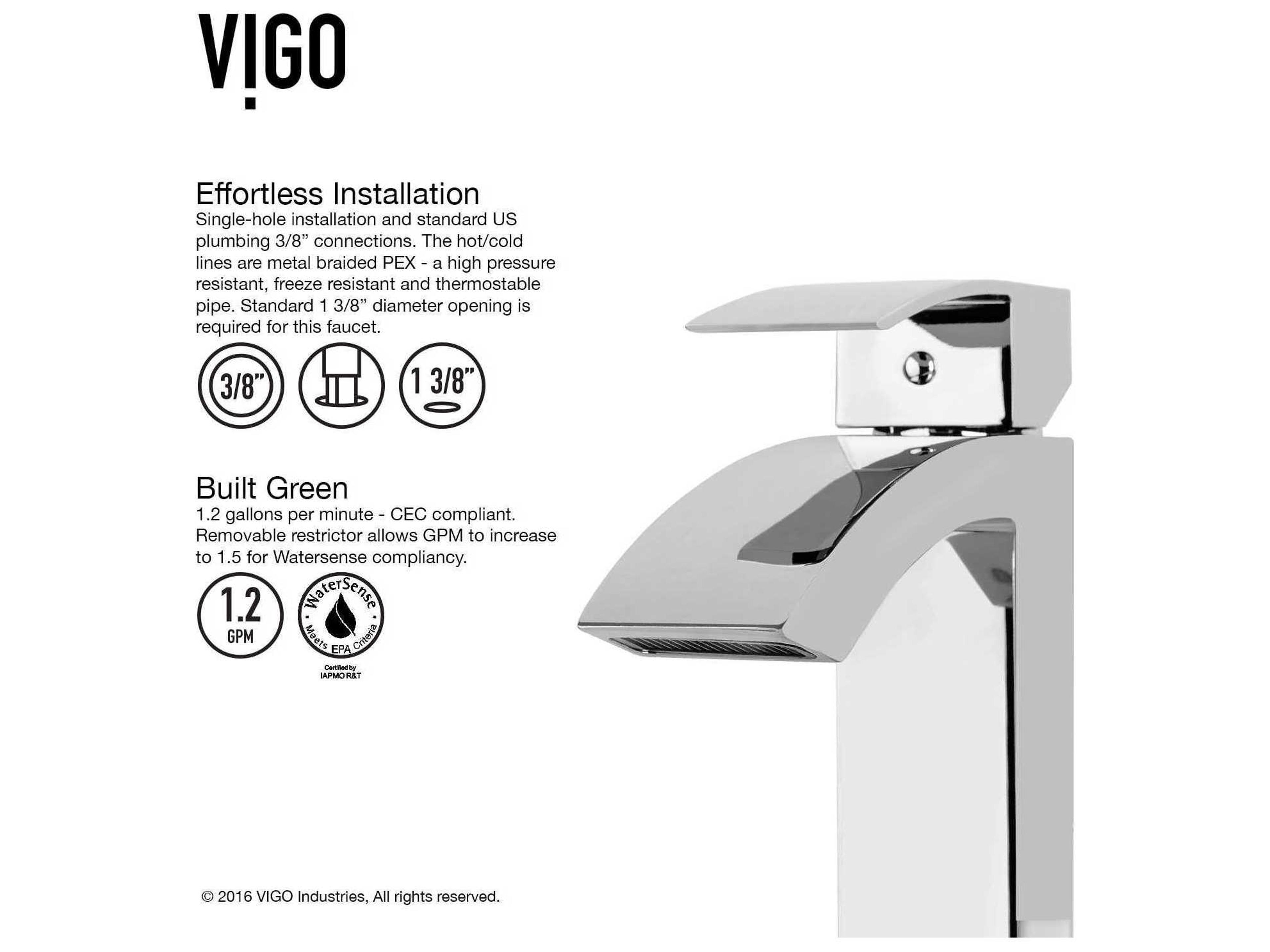 Vigo Duris Chrome 1-Handle Vessel Waterfall Bathroom Faucet