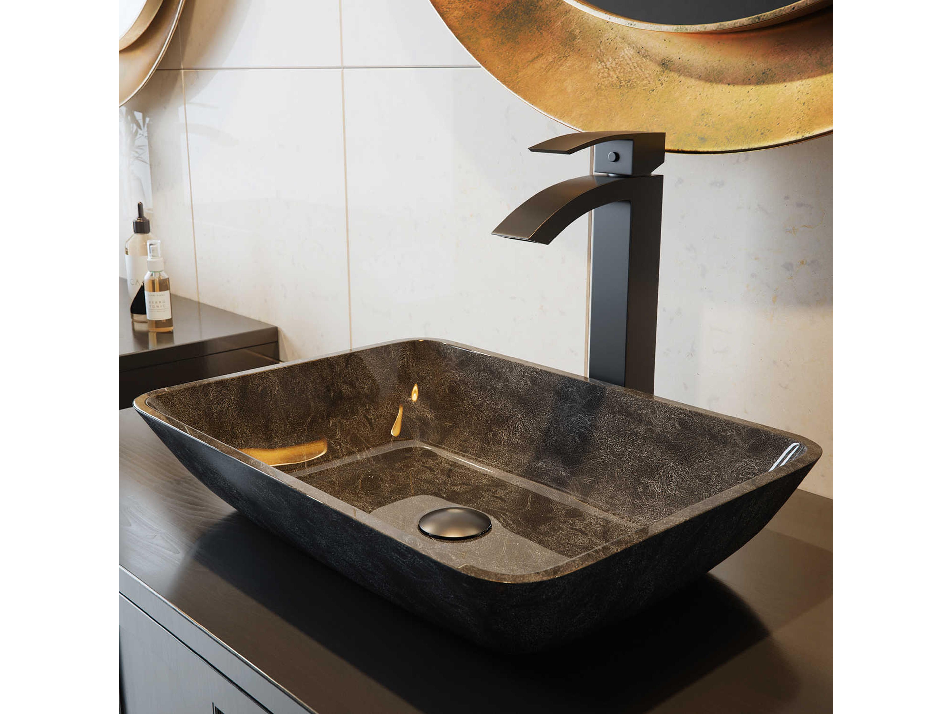 Vigo Duris Matte Black 1-Handle Vessel Waterfall Bathroom Faucet