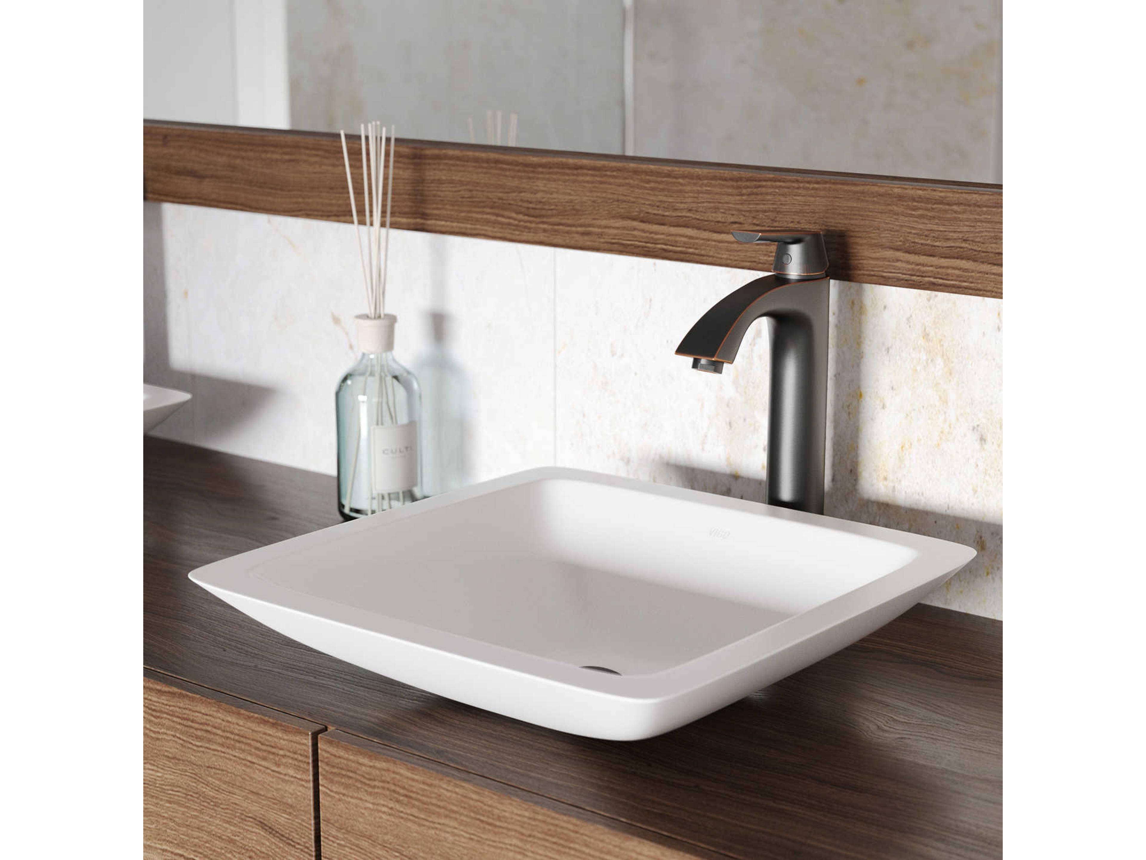 Vigo Linus Antique Rubbed Bronze 1-Handle Vessel Bathroom Faucet with Pop-Up Drain