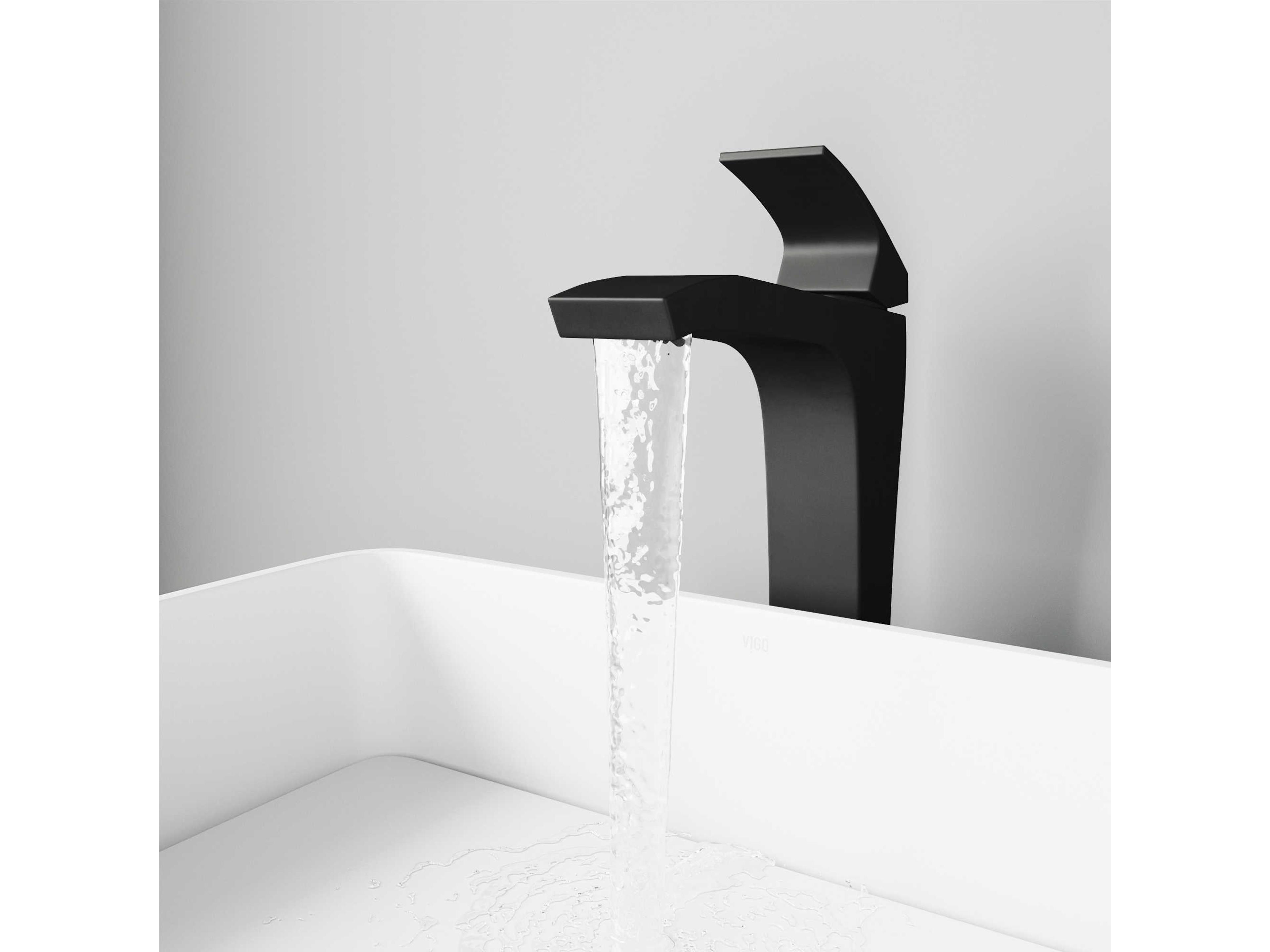 Vigo Blackstonian Matte Black 1-Handle Waterfall Vessel Bathroom Faucet