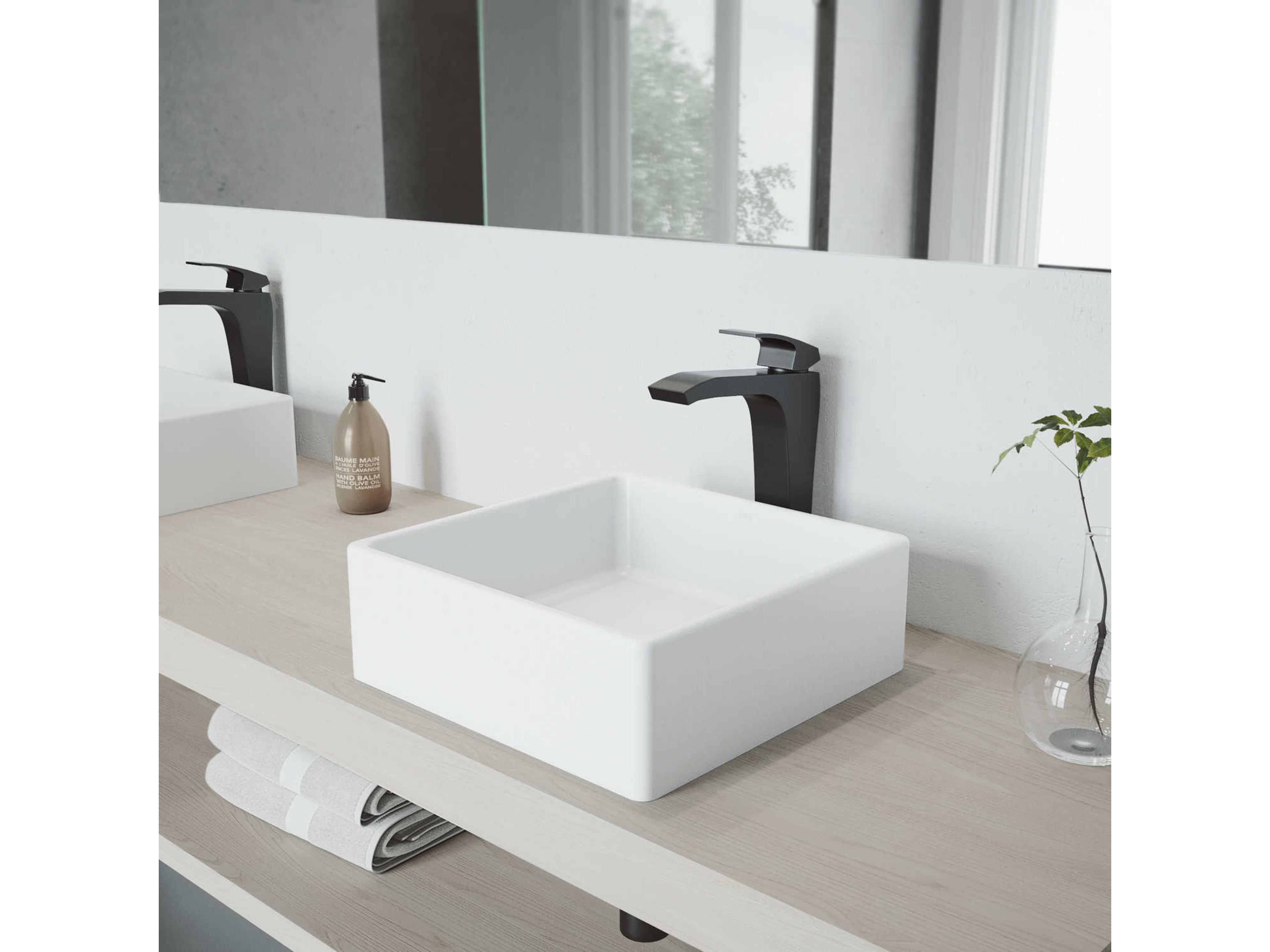 Vigo Blackstonian Matte Black 1-Handle Waterfall Vessel Bathroom Faucet