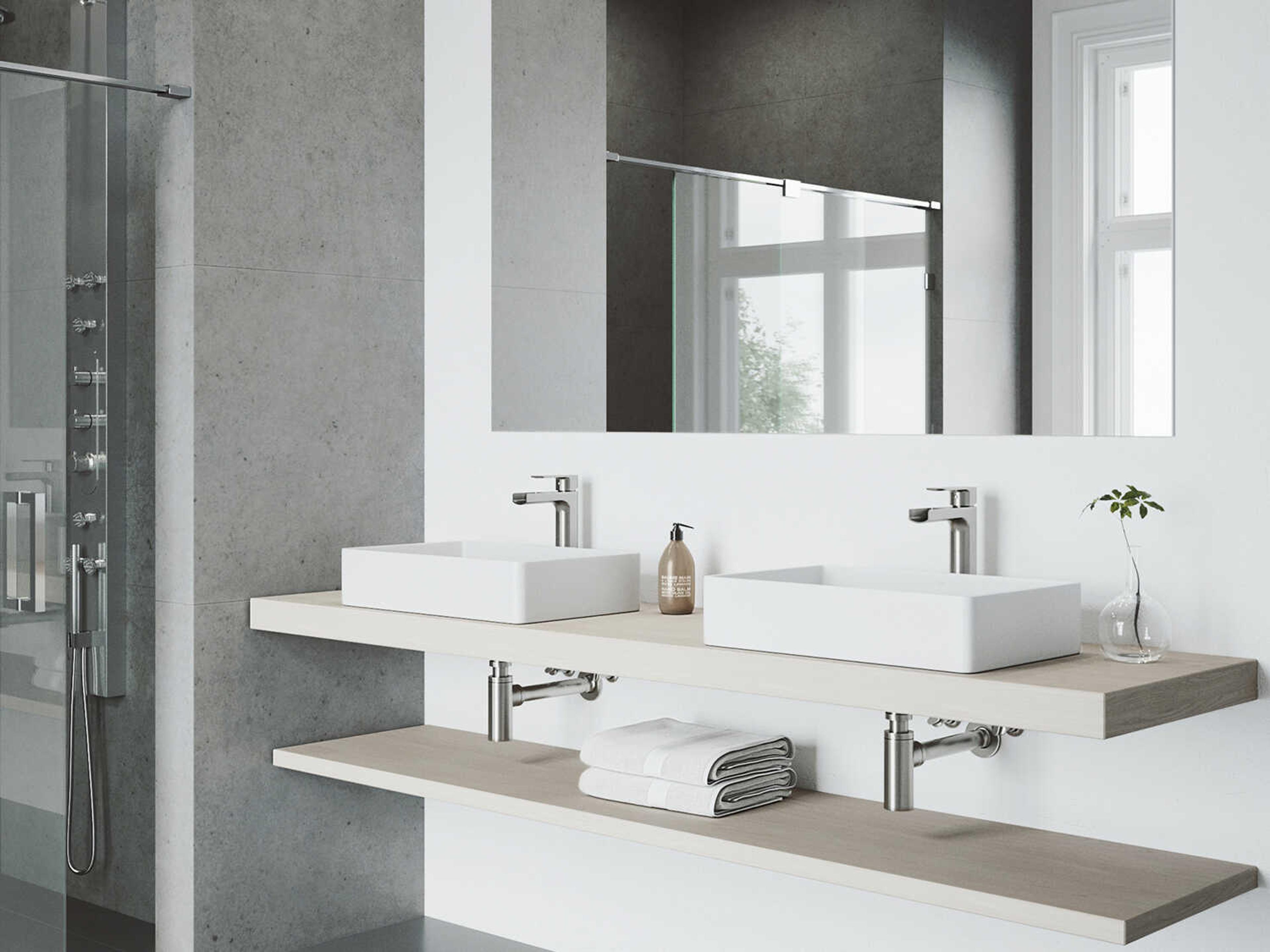 Vigo Amada Brushed Nickel 1-Handle Waterfall Vessel Bathroom Faucet