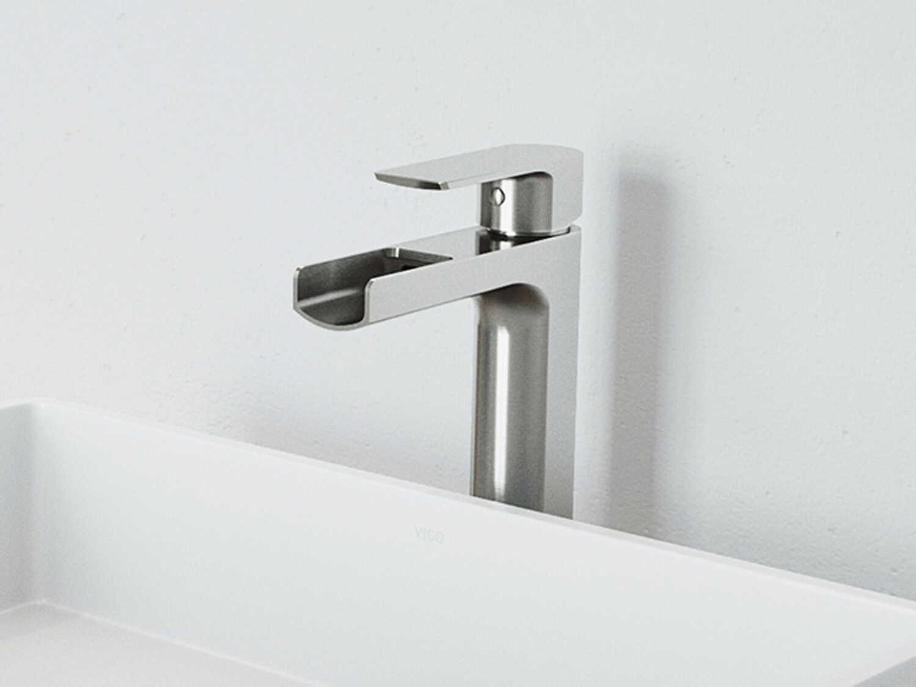 Vigo Amada Brushed Nickel 1-Handle Waterfall Vessel Bathroom Faucet