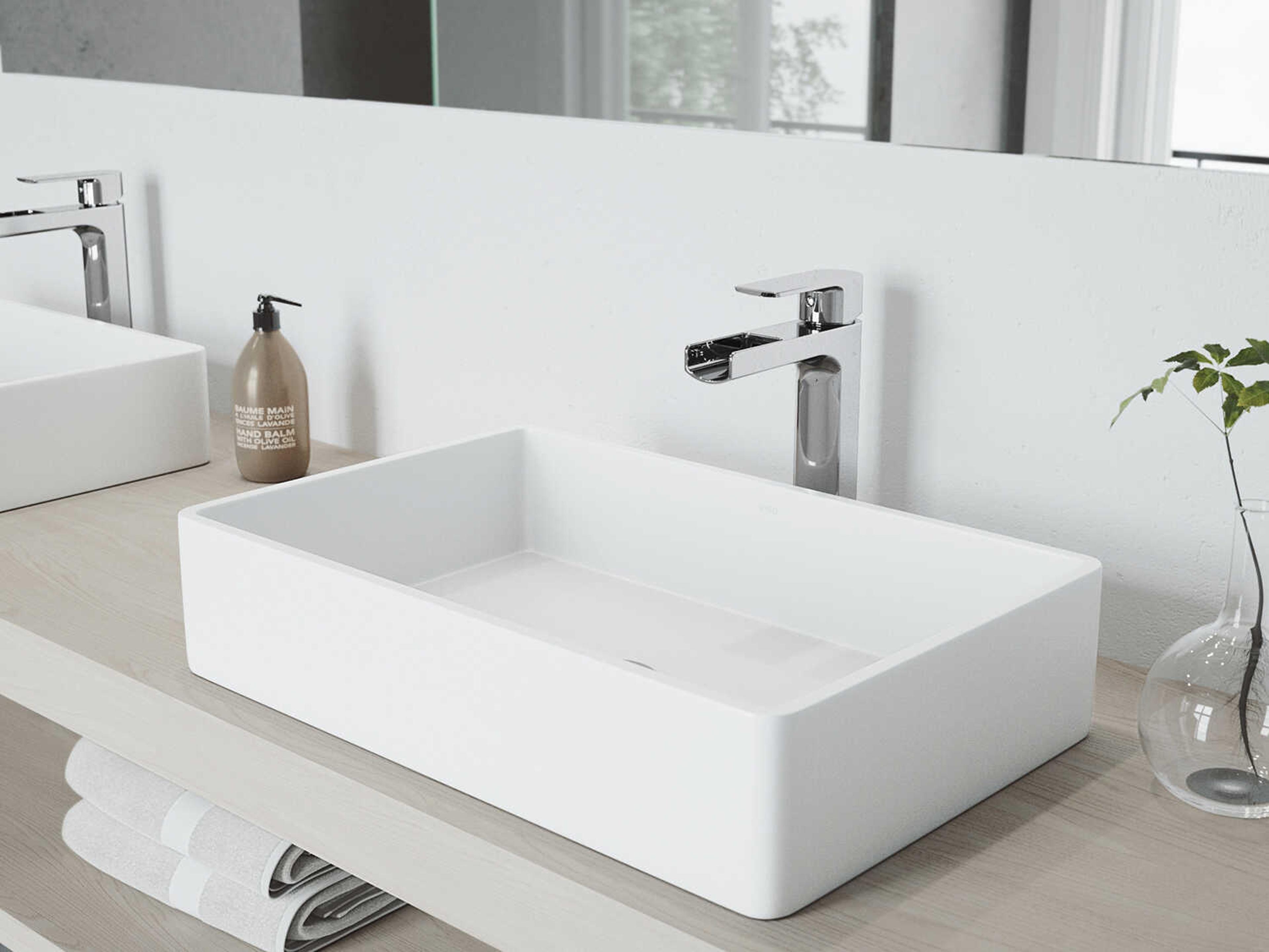 Vigo Amada Chrome 1-Handle Waterfall Vessel Bathroom Faucet