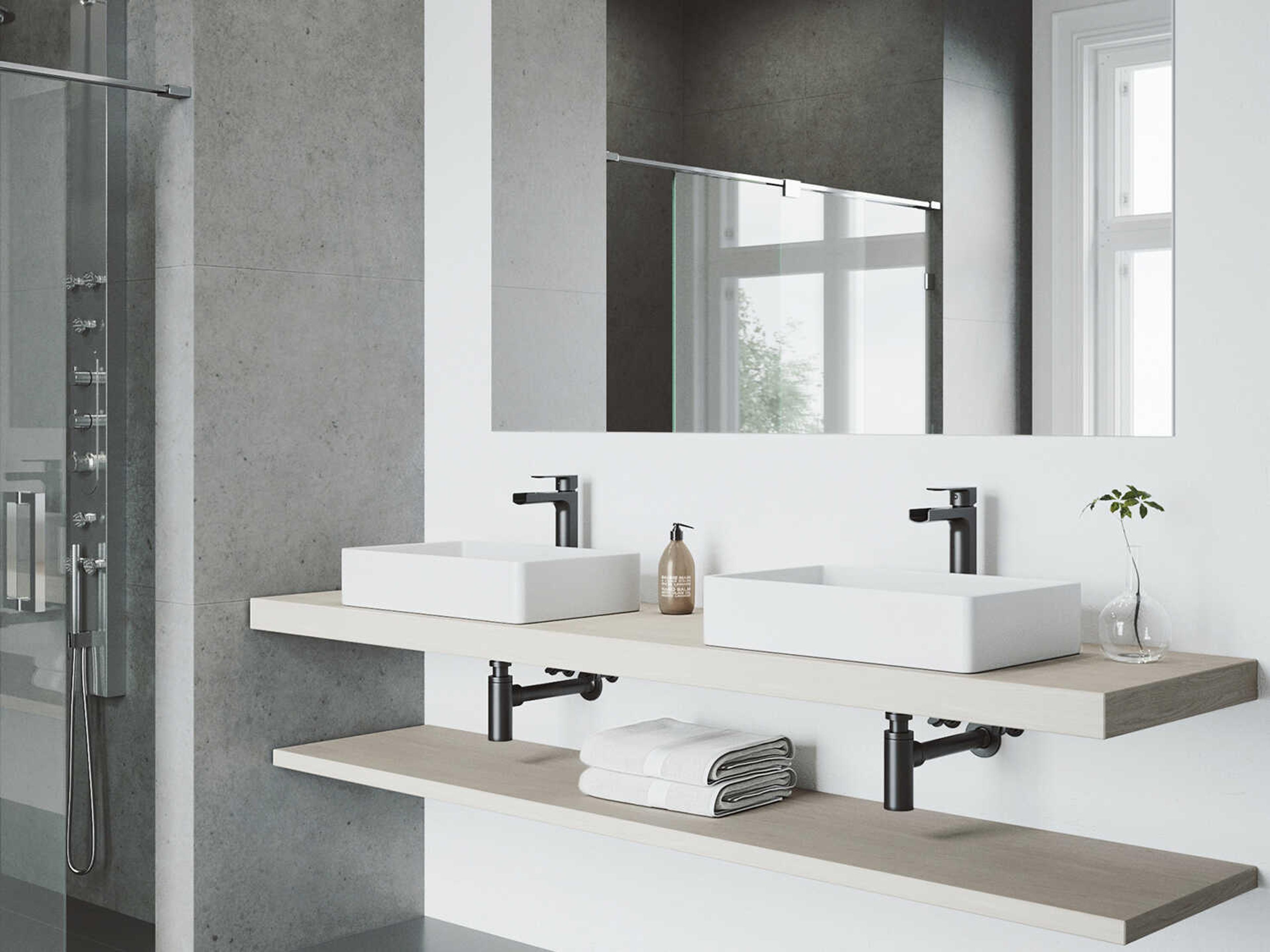 Vigo Amada Matte Black 1-Handle Waterfall Vessel Bathroom Faucet